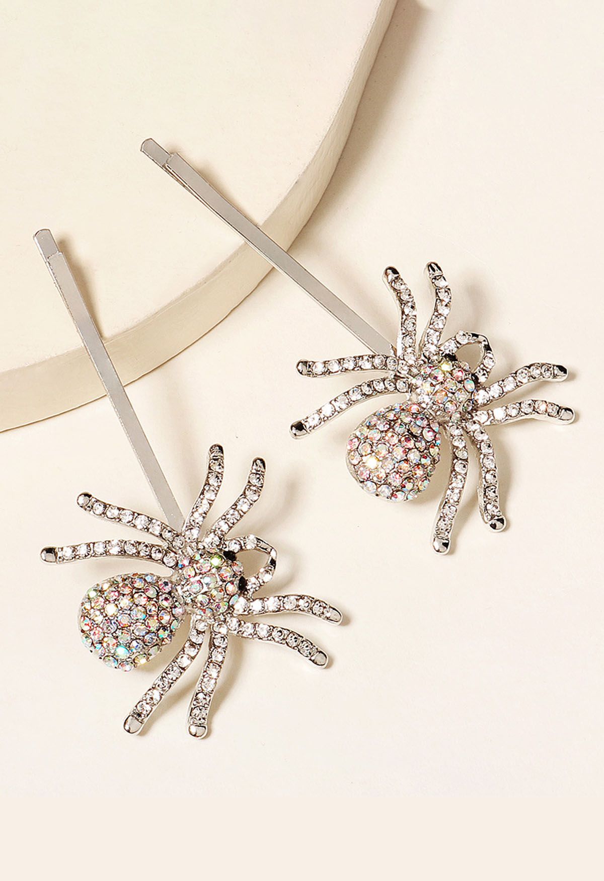 Sparkling Rhinestone Spider Hairpins