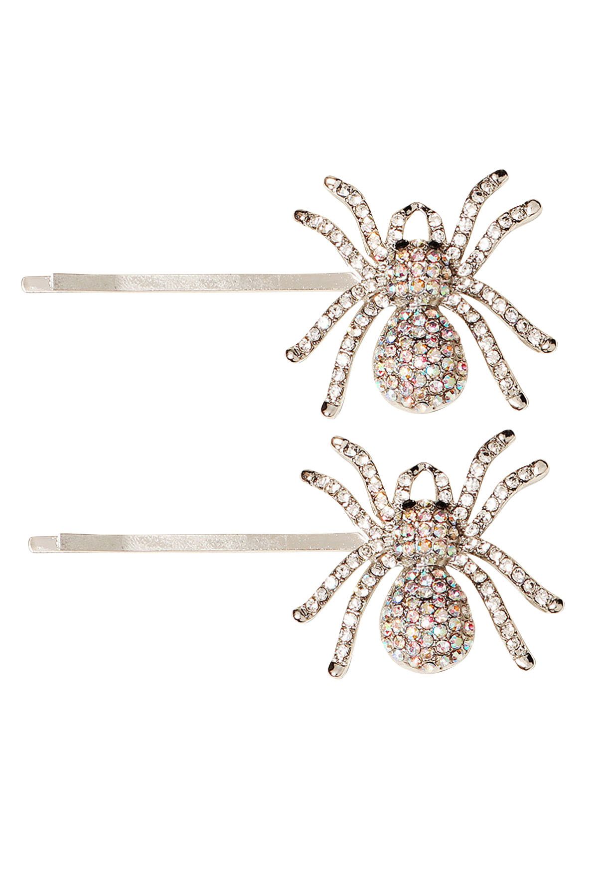 Sparkling Rhinestone Spider Hairpins