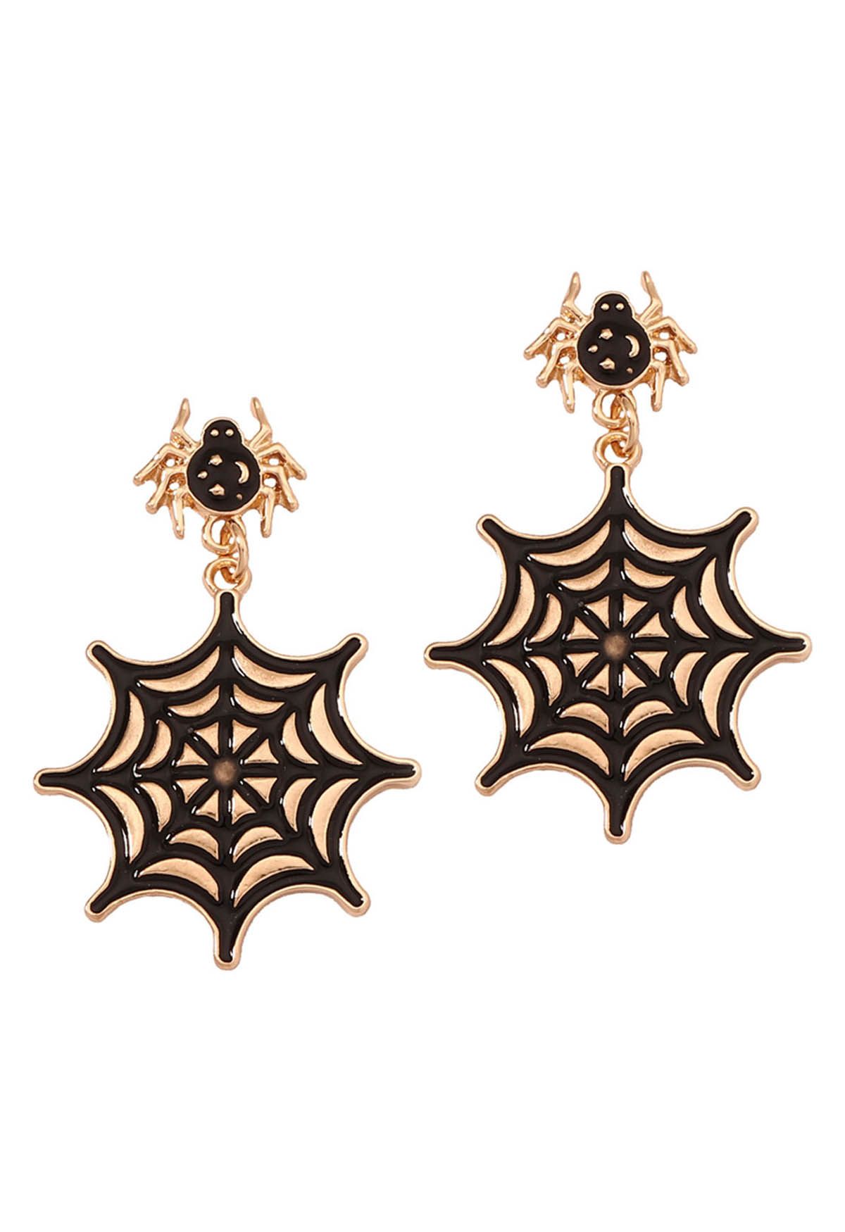 Black Spider Web Alloy Earrings