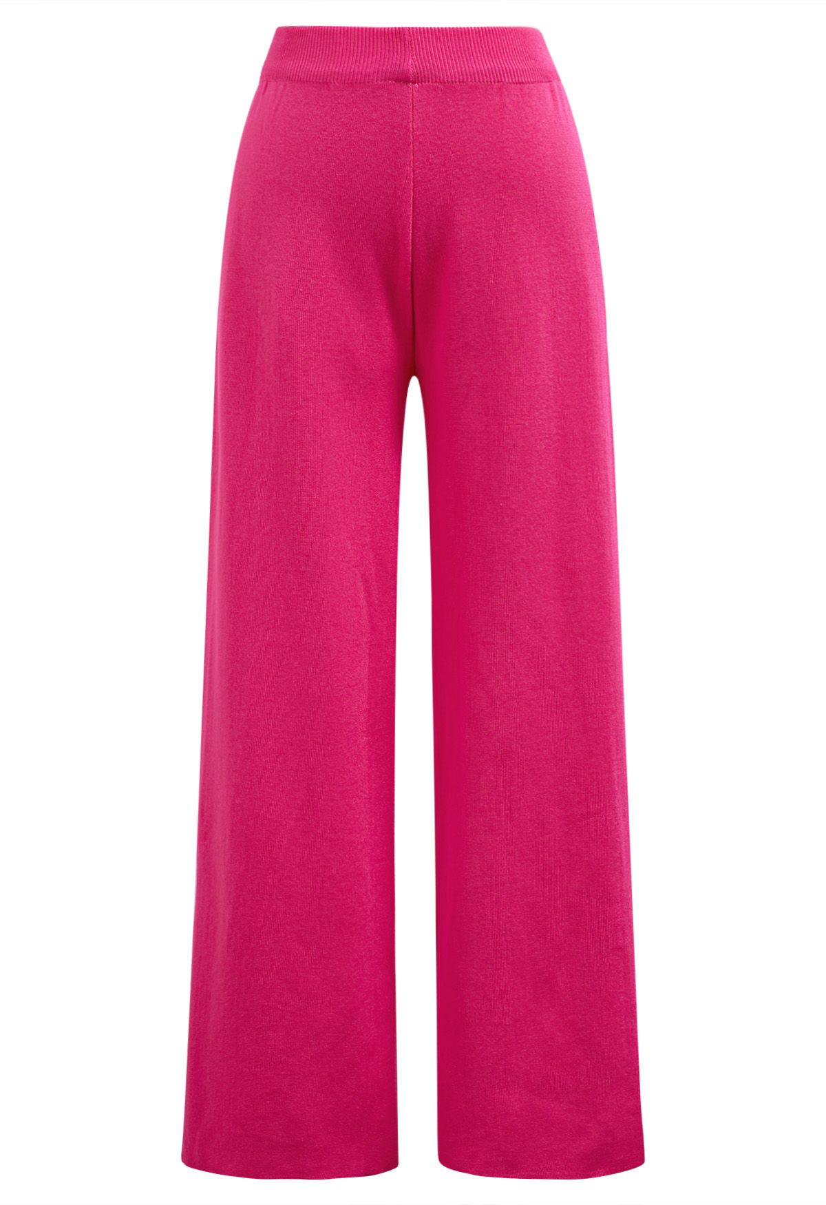 Two-Tone Striped Mock Neck Knit Sweater and Pants Set in Pink