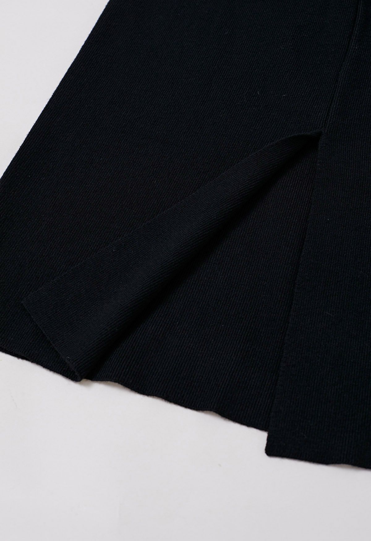 Fake Pocket Stylish Tie-Waist Knit Skirt in Black