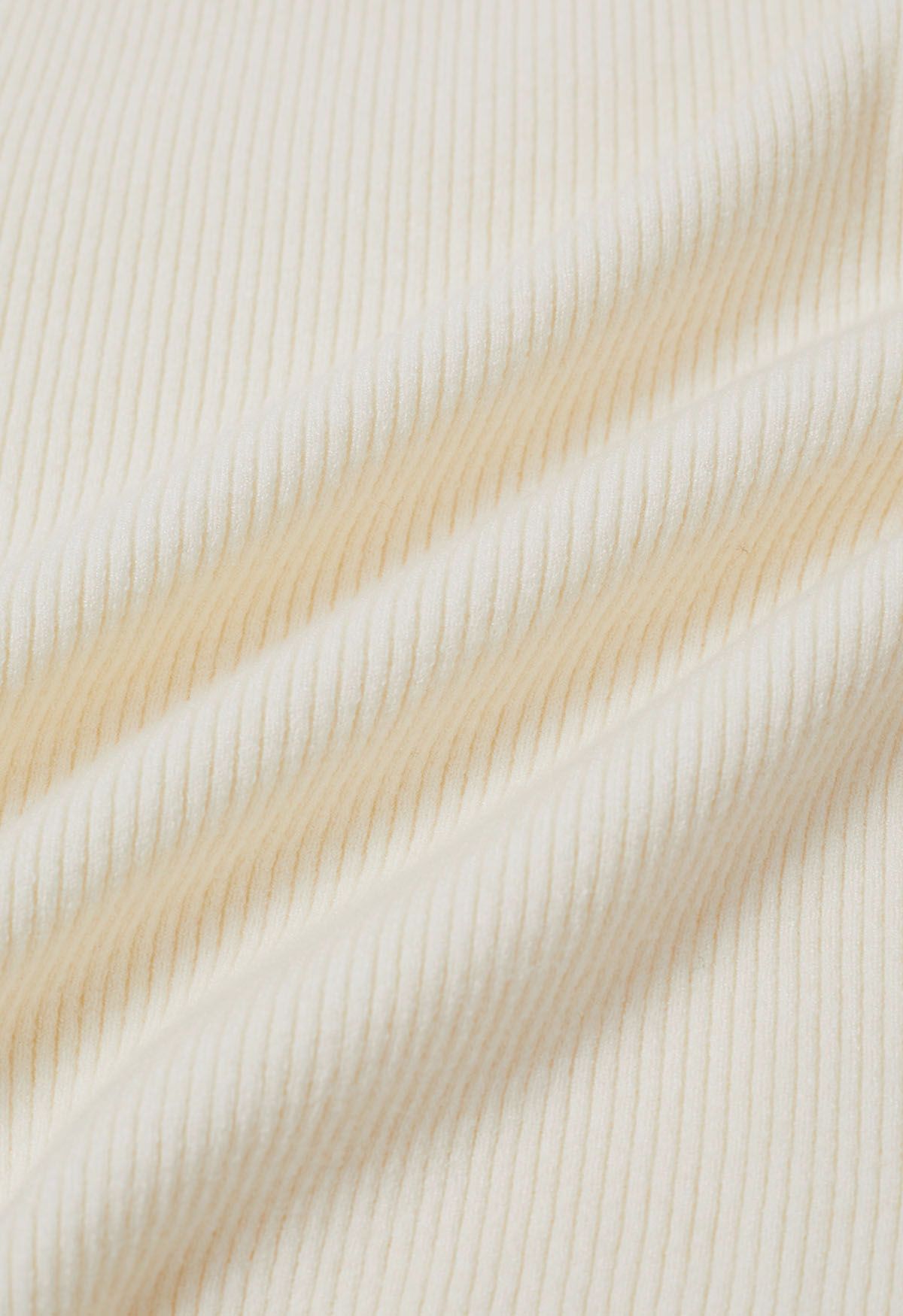 Slanted Hem Ribbed Knit Top in White