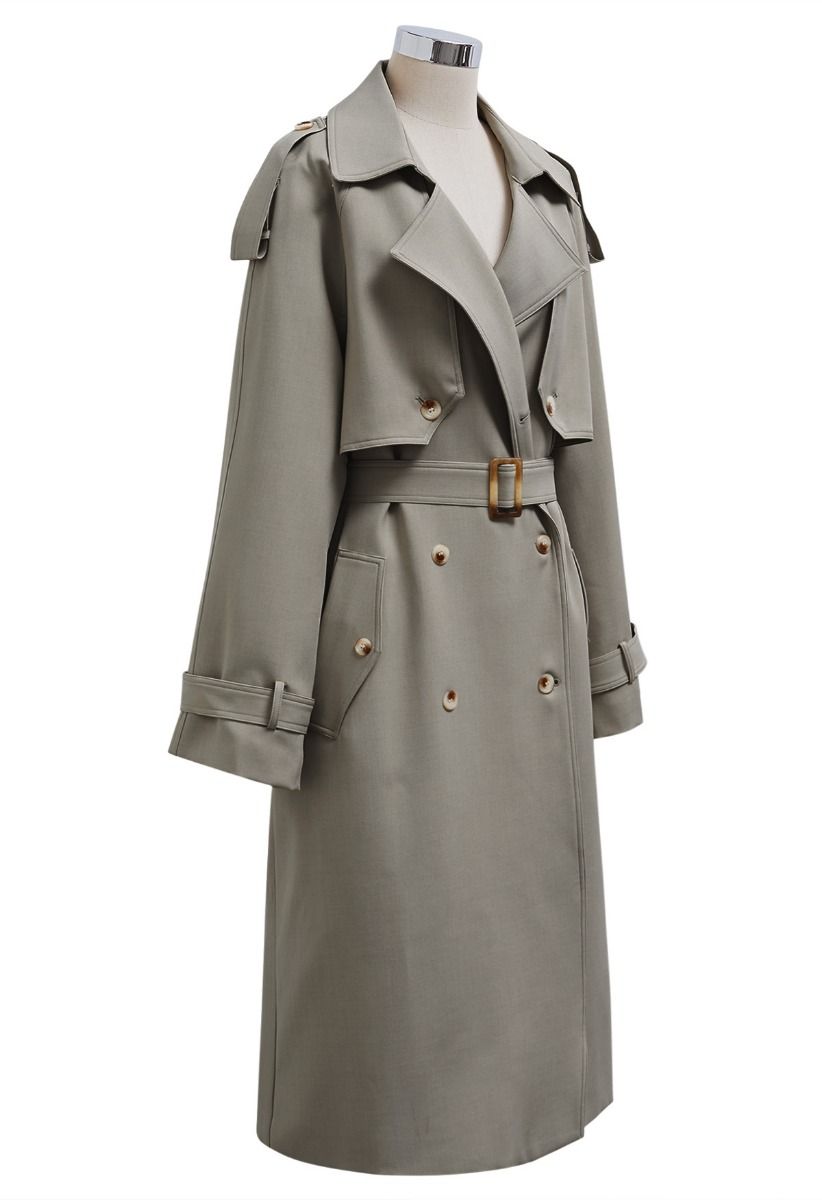 New Icon Double-Breasted Trench Coat in Taupe