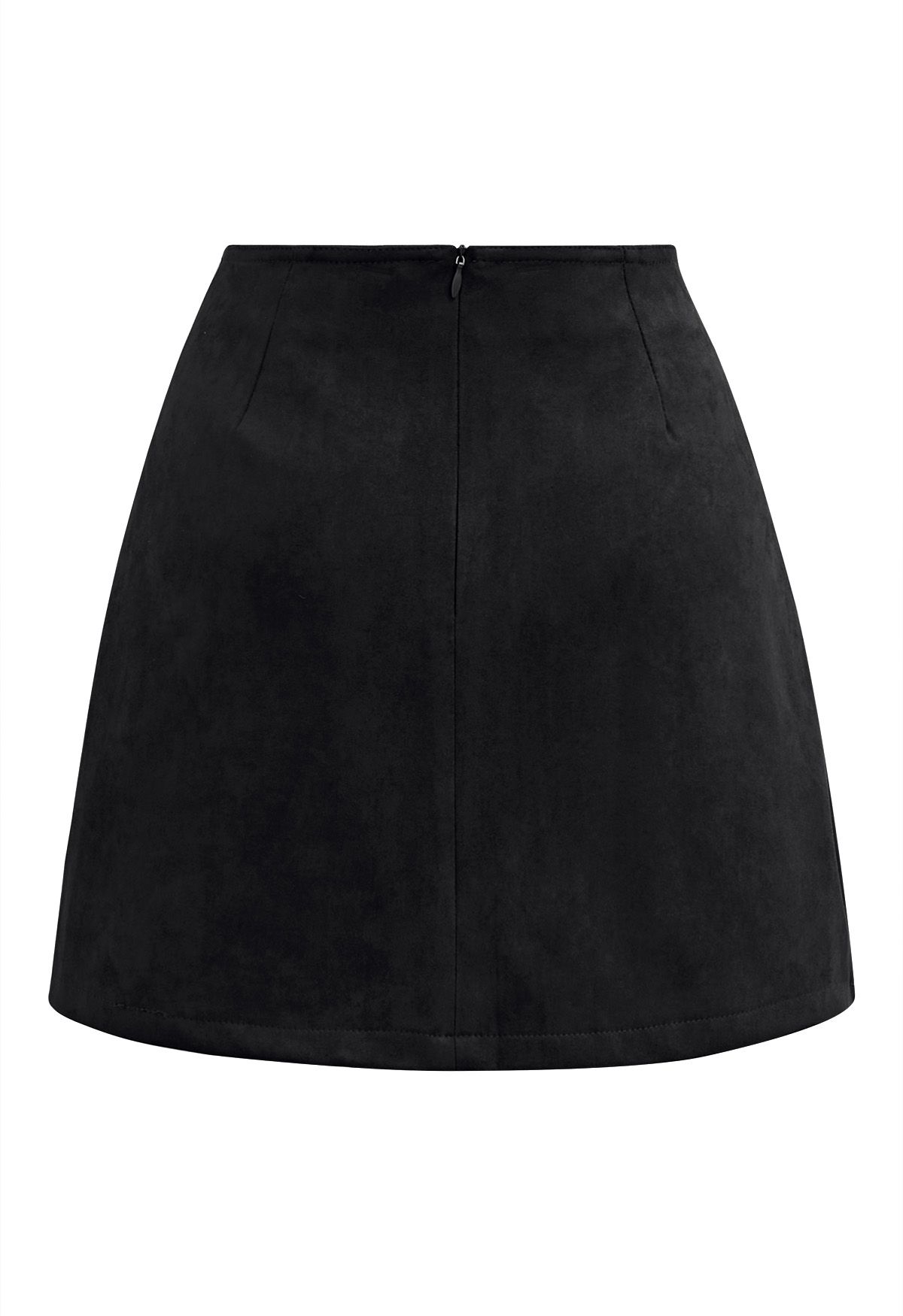 Retro Chic Faux Suede Mini Skirt in Black