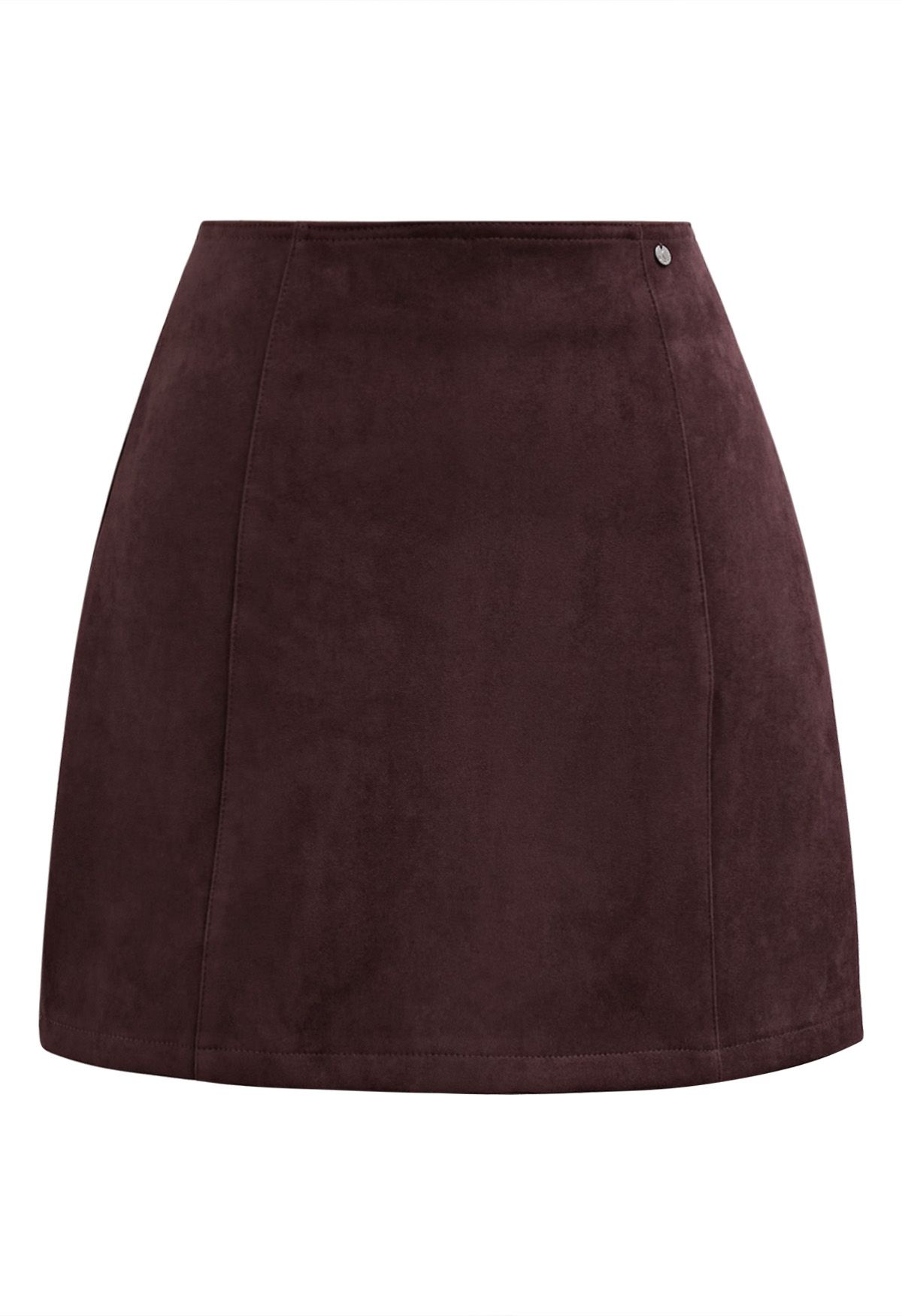 Retro Chic Faux Suede Mini Skirt in Burgundy