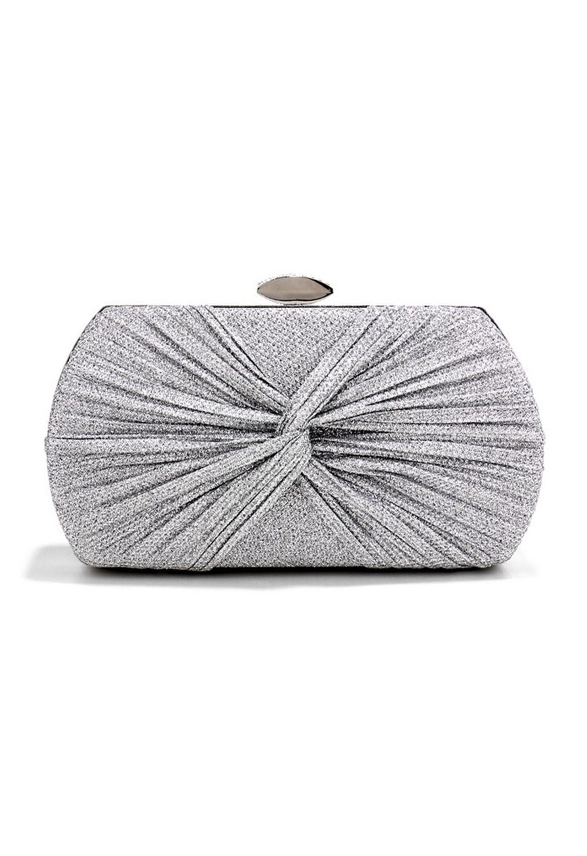 Shining Gift Knotted Clutch in Silver