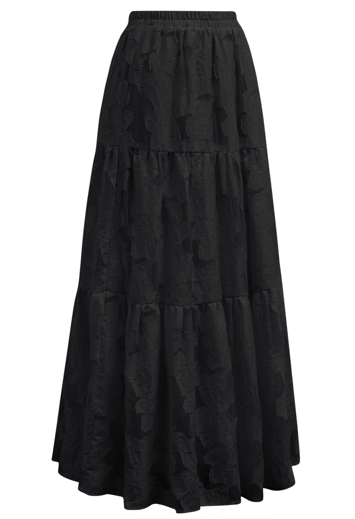 Make Your Day Floral Jacquard Maxi Skirt in Black