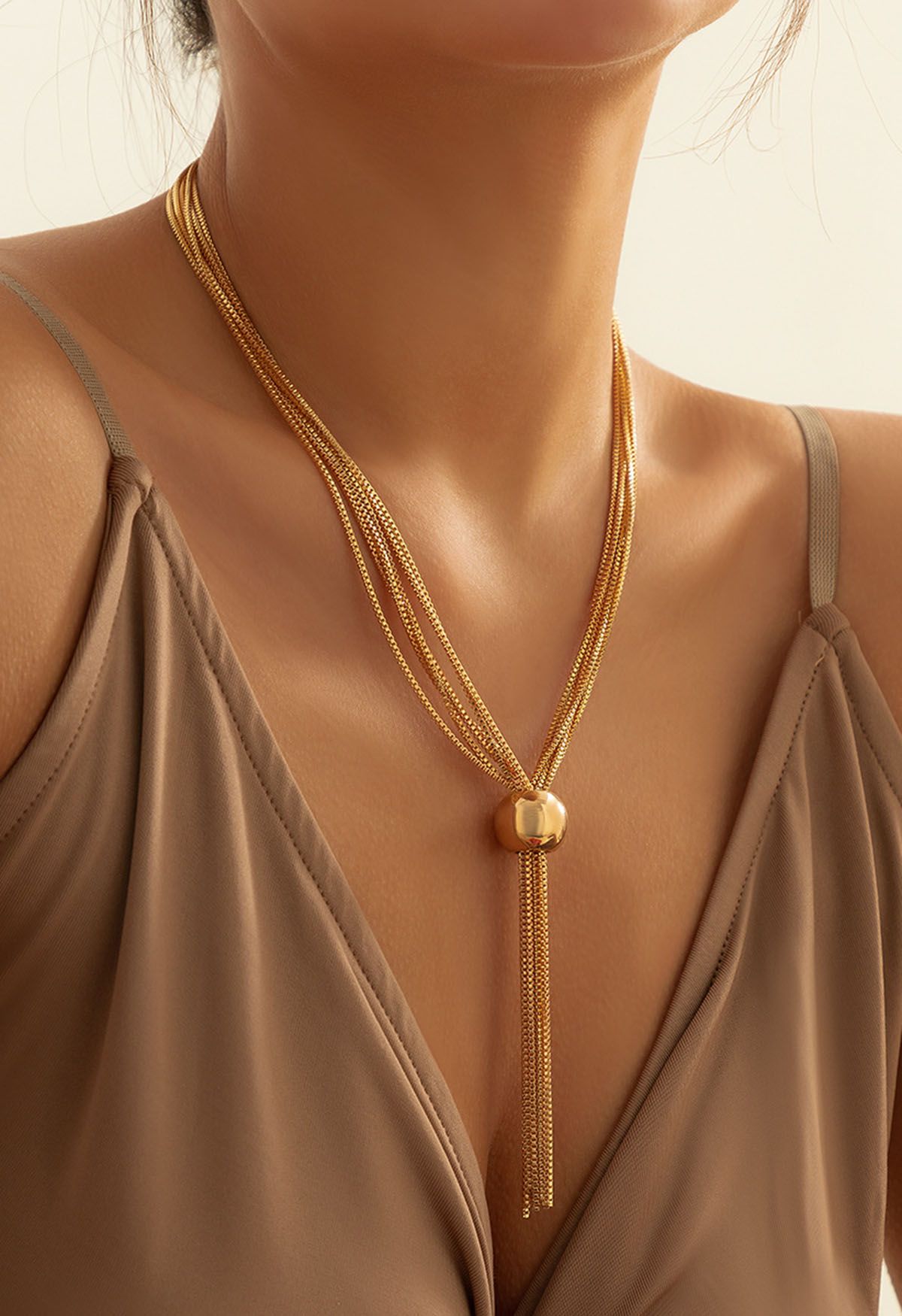 Multi-Layered Tassel Necklace in Gold