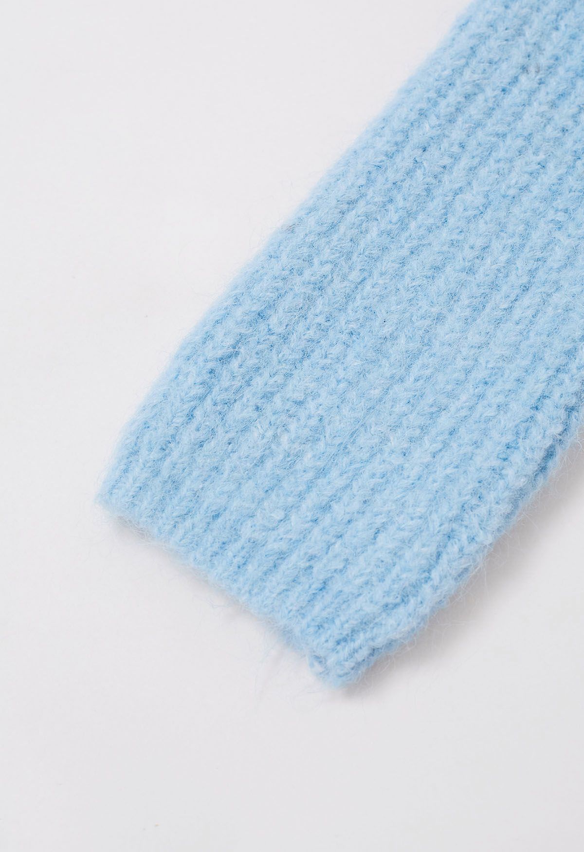 Solid Color Rib Knit Sweater in Light Blue