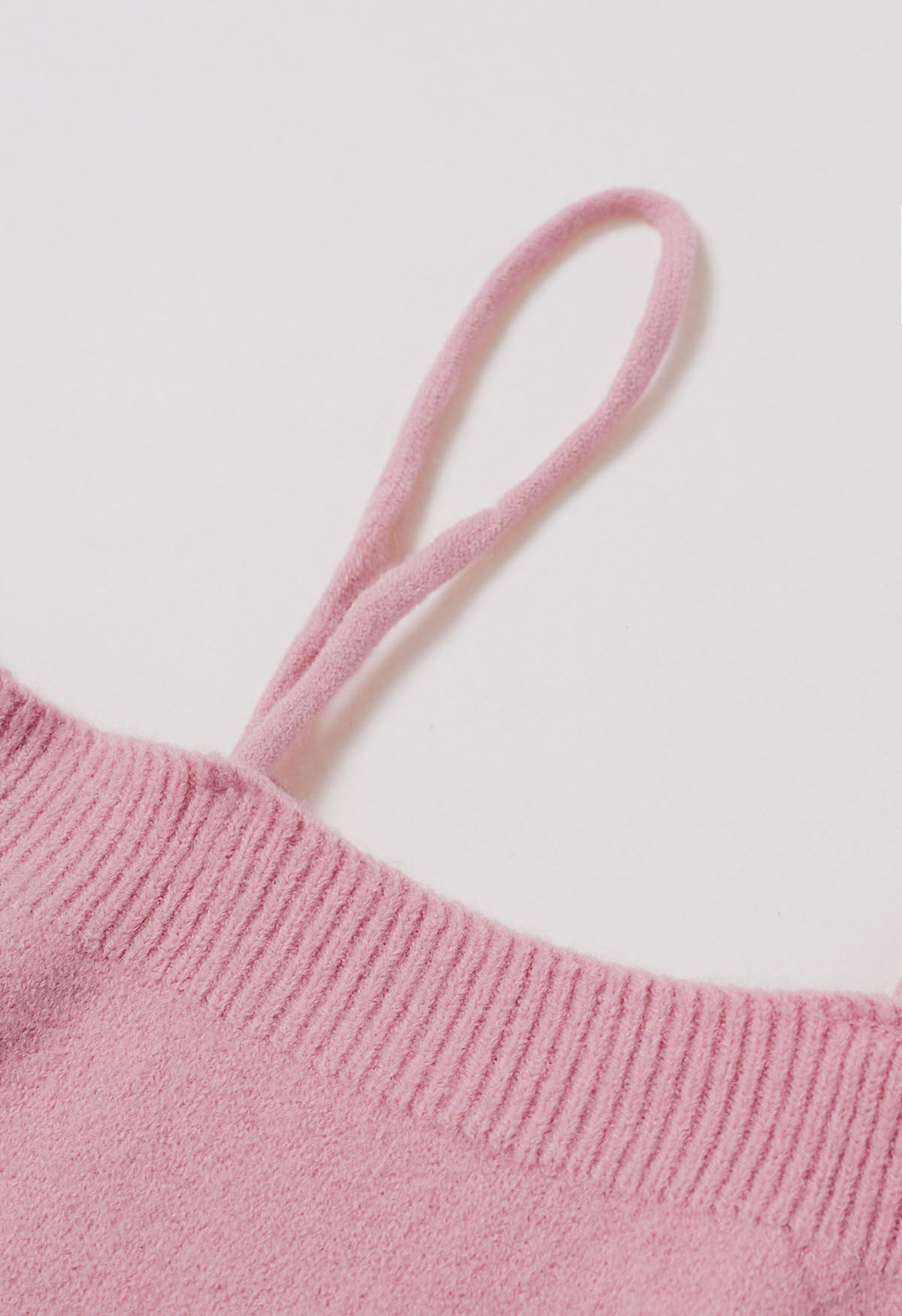 Mesmerizing Bowknot Cami Top and Sweater Set in Pink