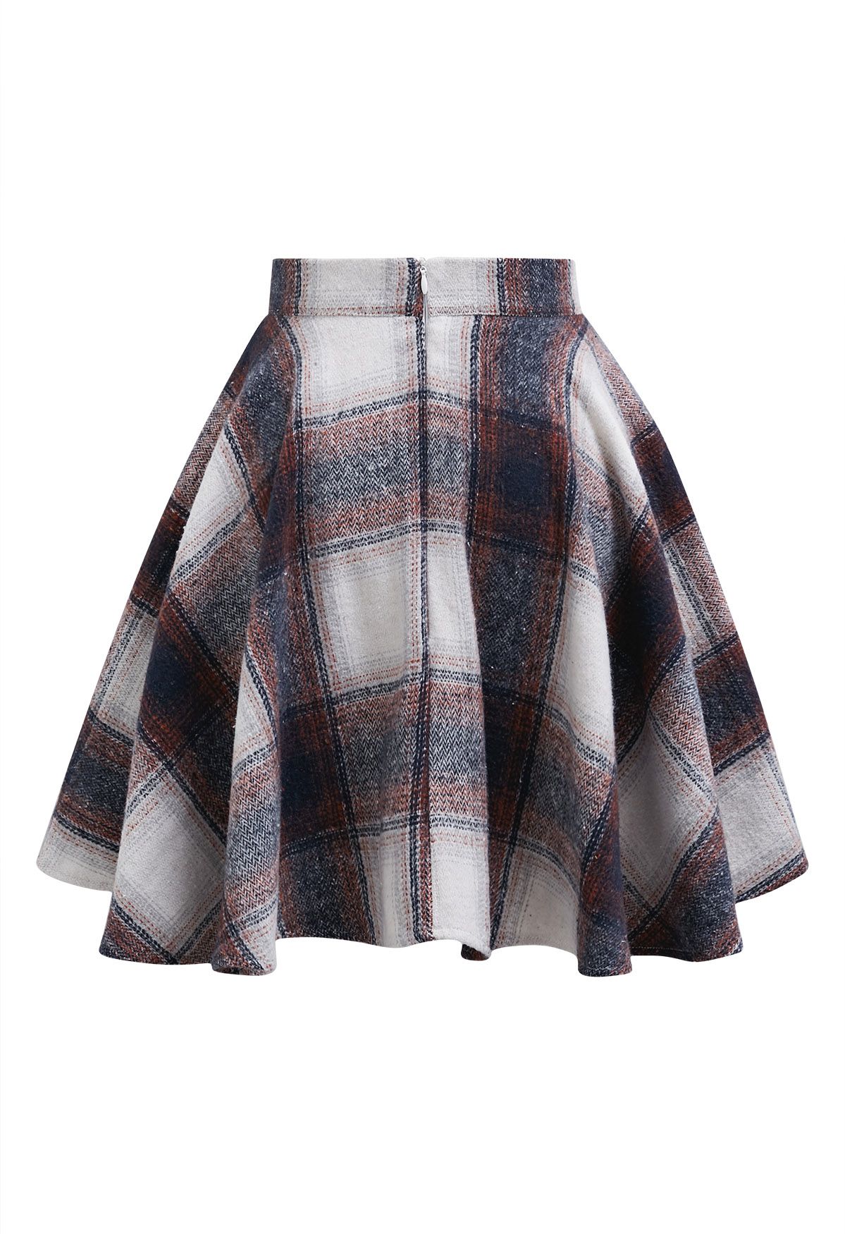 Warm Wishes Plaid Flare Mini Skirt in Rust