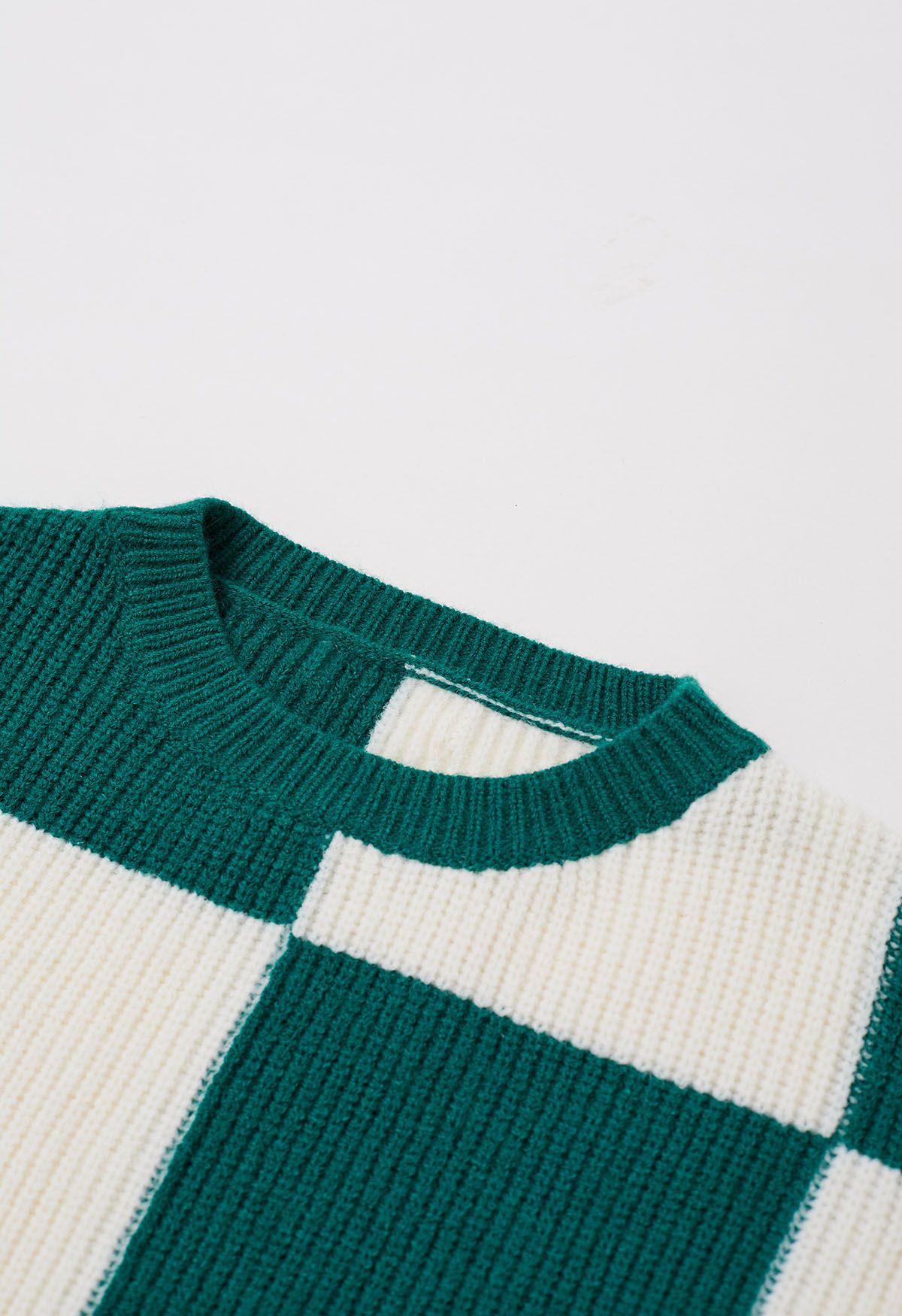 Merry Check Dropped Shoulder Knit Sweater