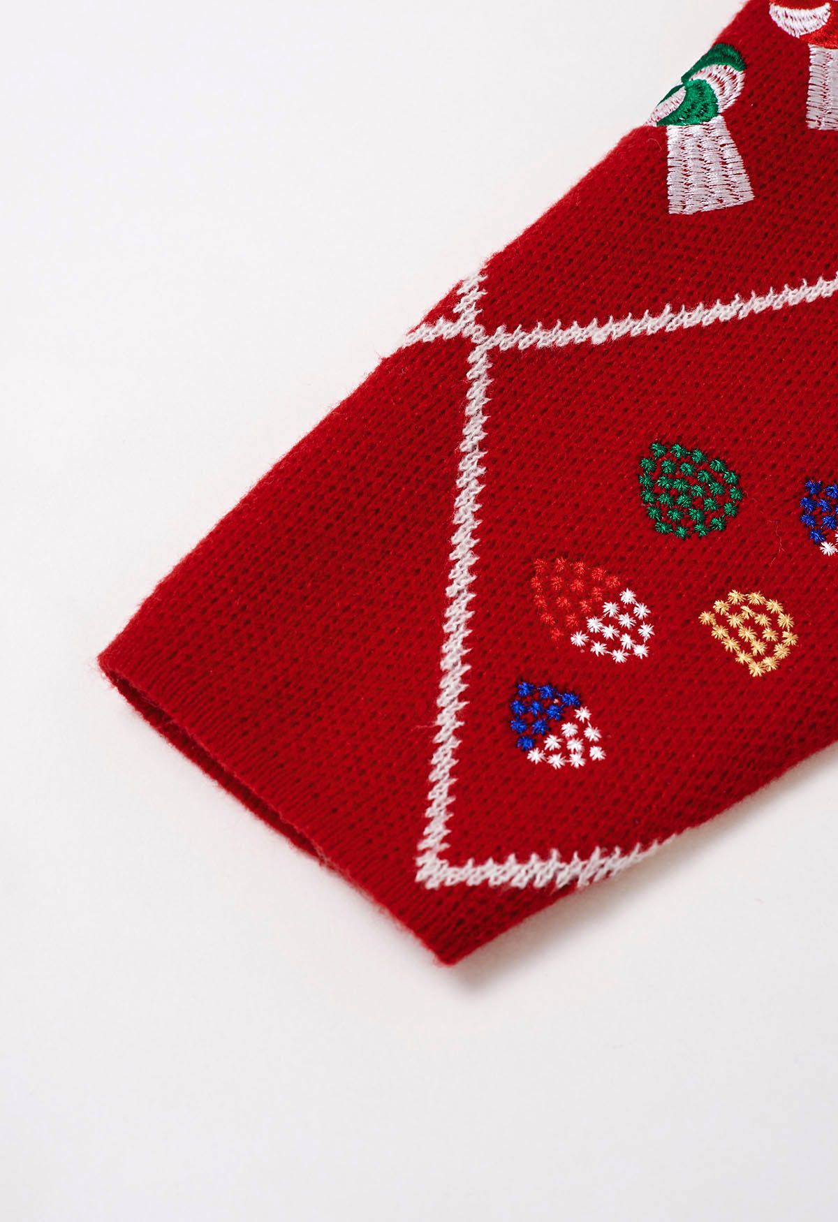 Cheer Christmas Gingerbread Buttoned Knit Cardigan in Red