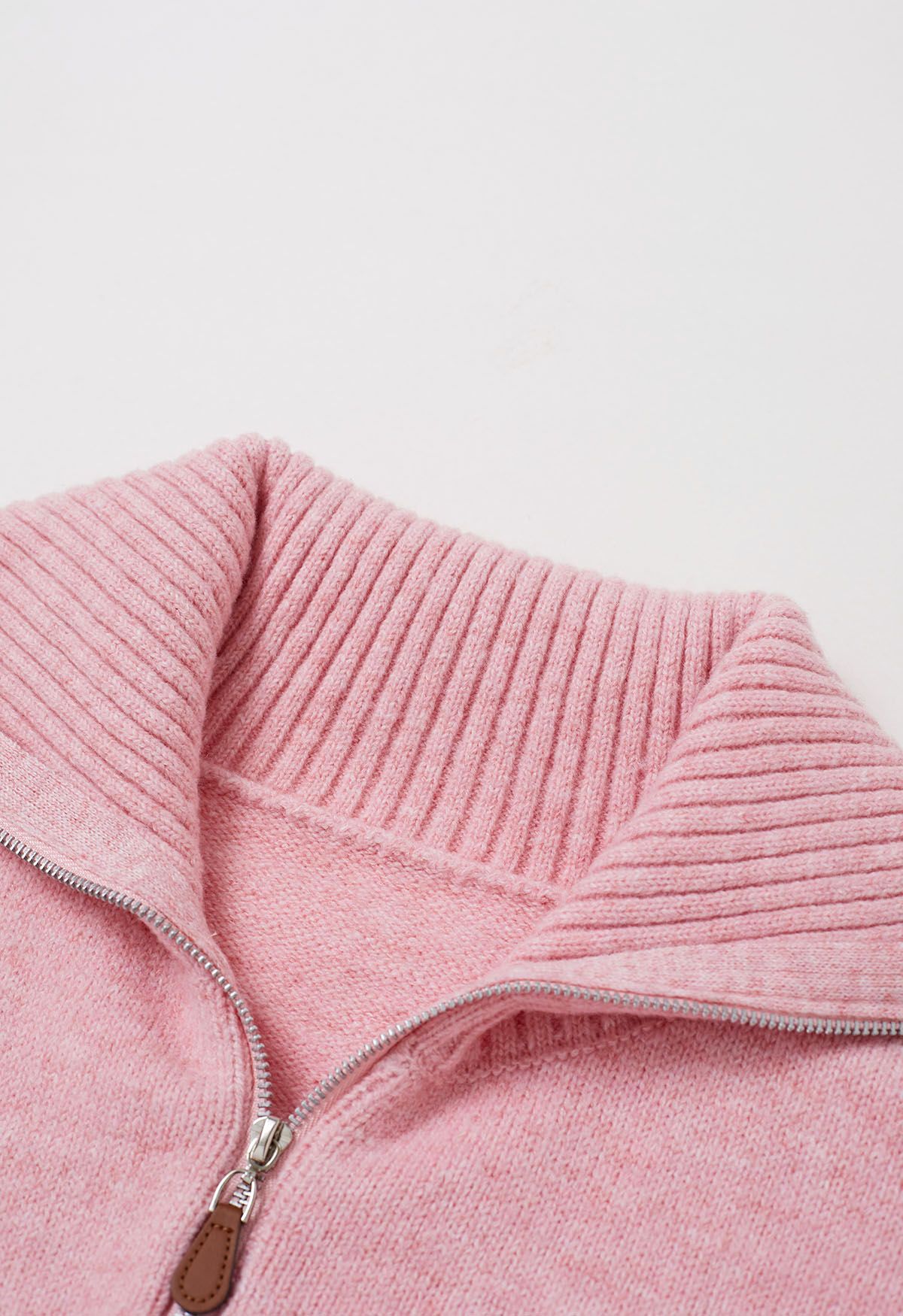 Sporty Stripes Half-Zip Collar Knit Sweater in Pink