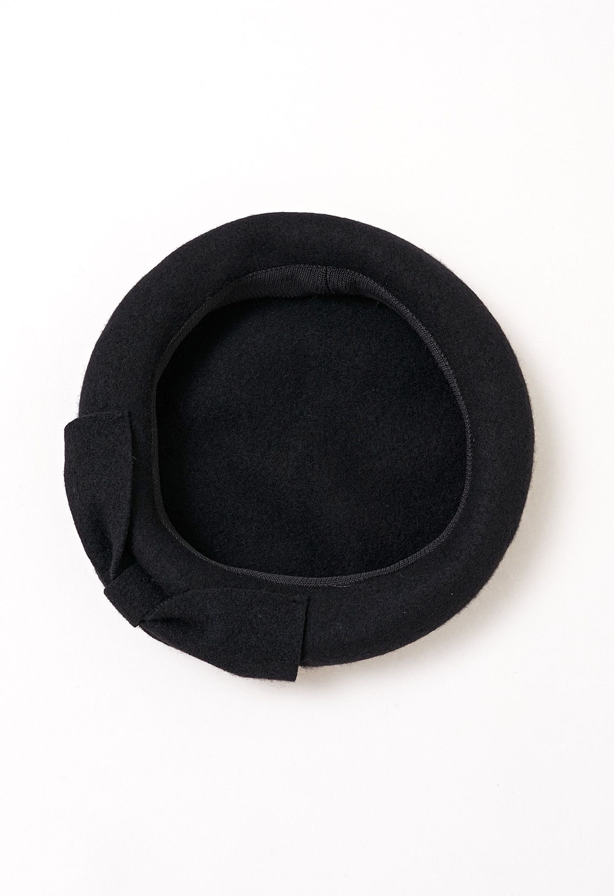 French-Inspired Bowknot Wool Beret in Black