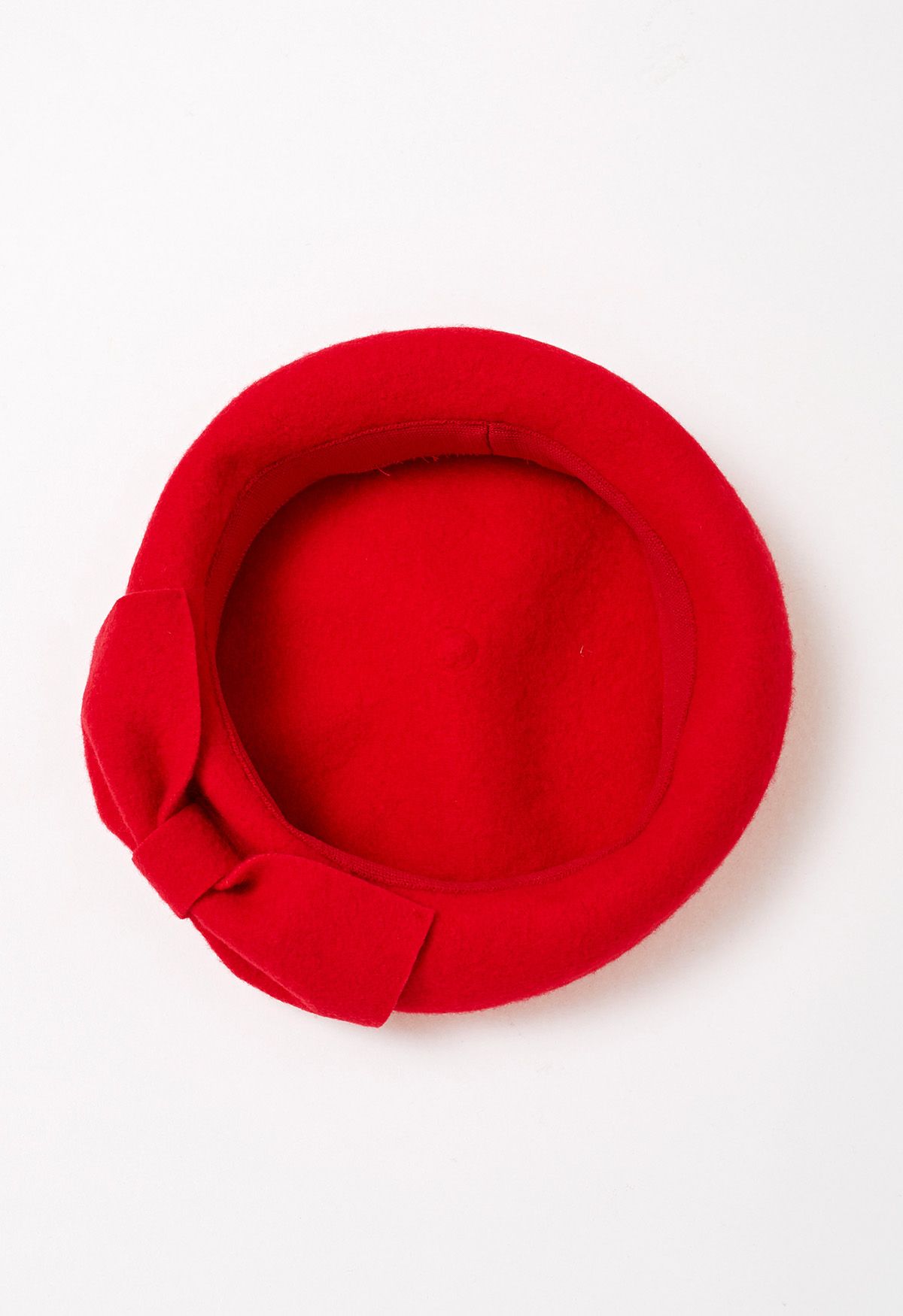 French-Inspired Bowknot Wool Beret in Red