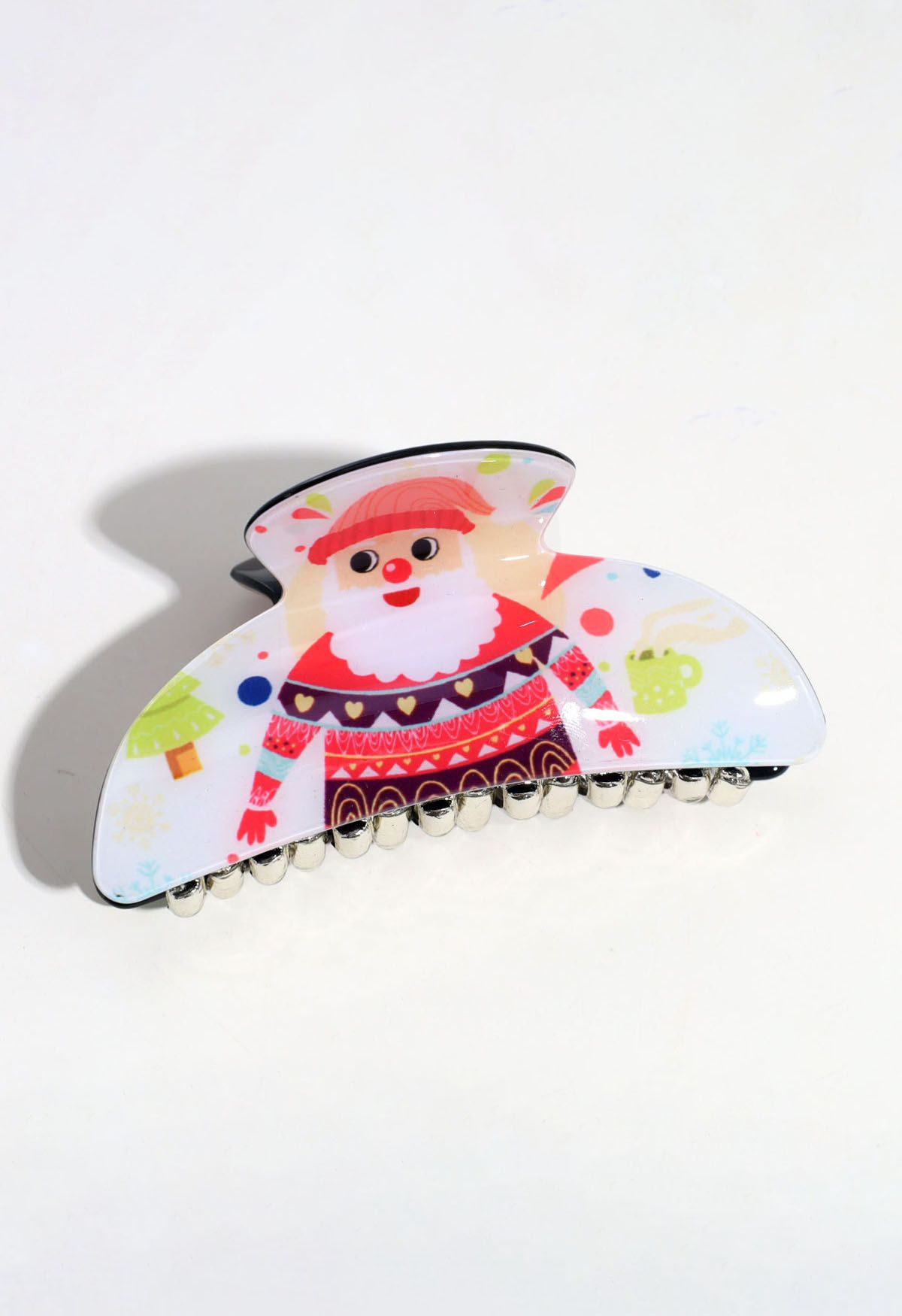 Cute Christmas Pattern Hair Claw in White