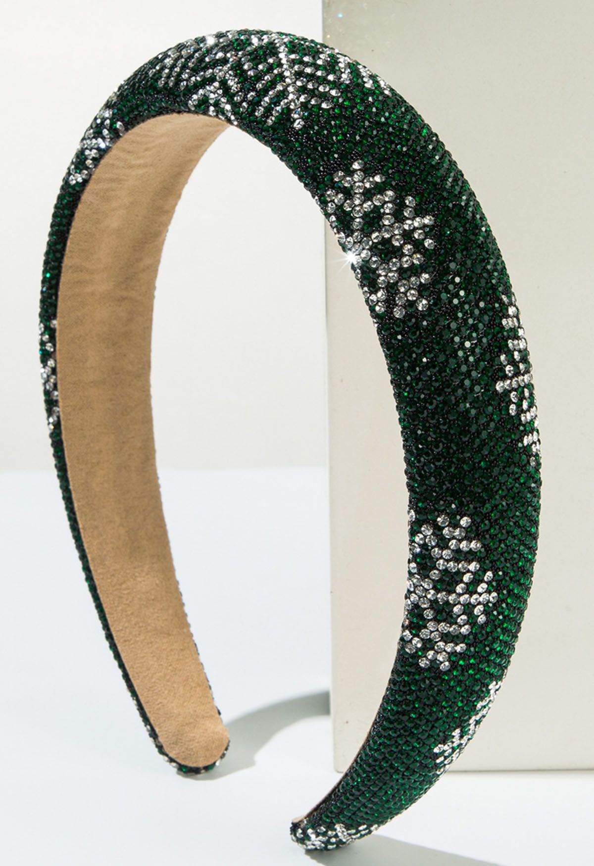 Snowflake Rhinestone Sponge Headband in Green