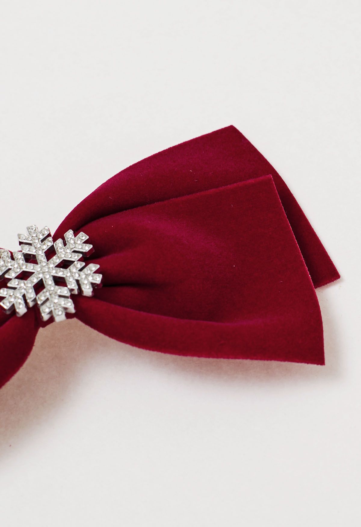 Snowflake Velvet Bowknot Hair Clip in Burgundy