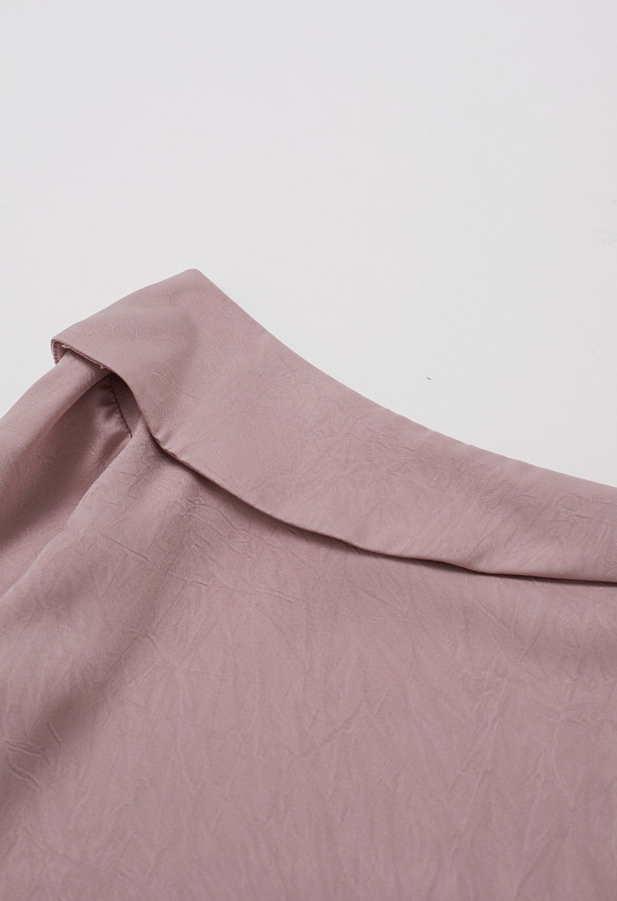 One-Shoulder Bowknot Flap Satin Top in Pink