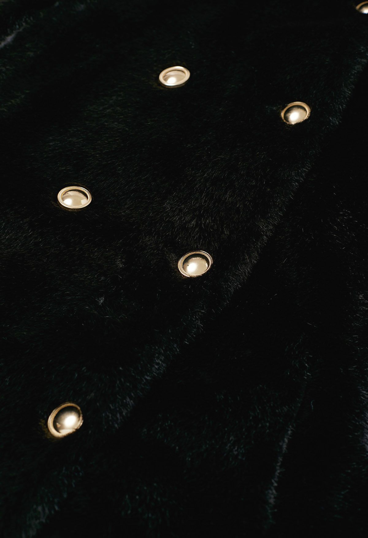 Collared Double-Breasted Faux Fur Cape Coat in Black