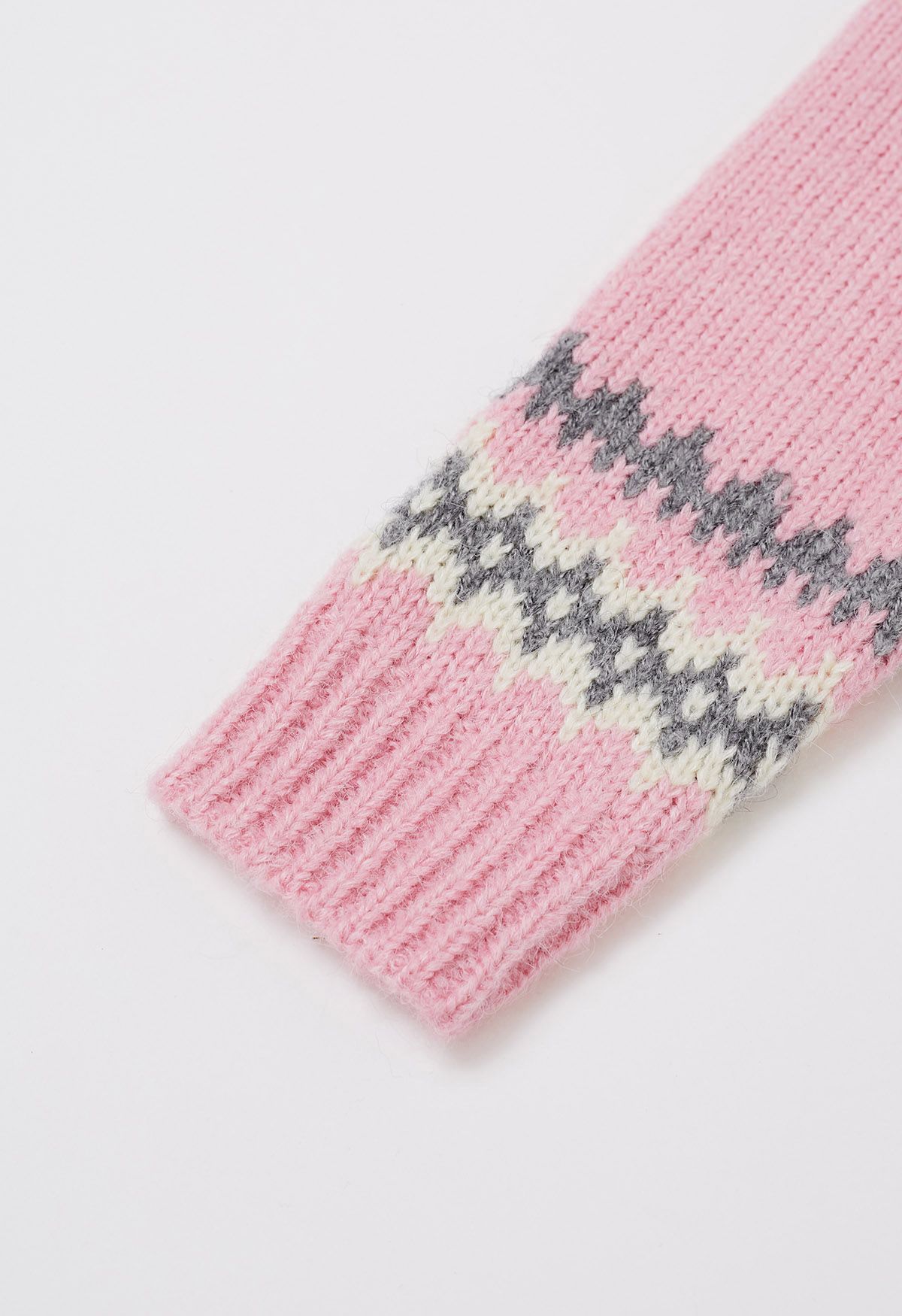 Playful Waterdrop Fair Isle Knit Sweater in Pink