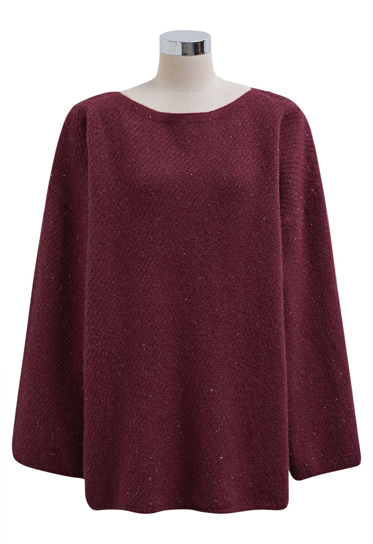 Bowknot 2 Pieces Metallic Mix Knit Sweater Dress in Plum