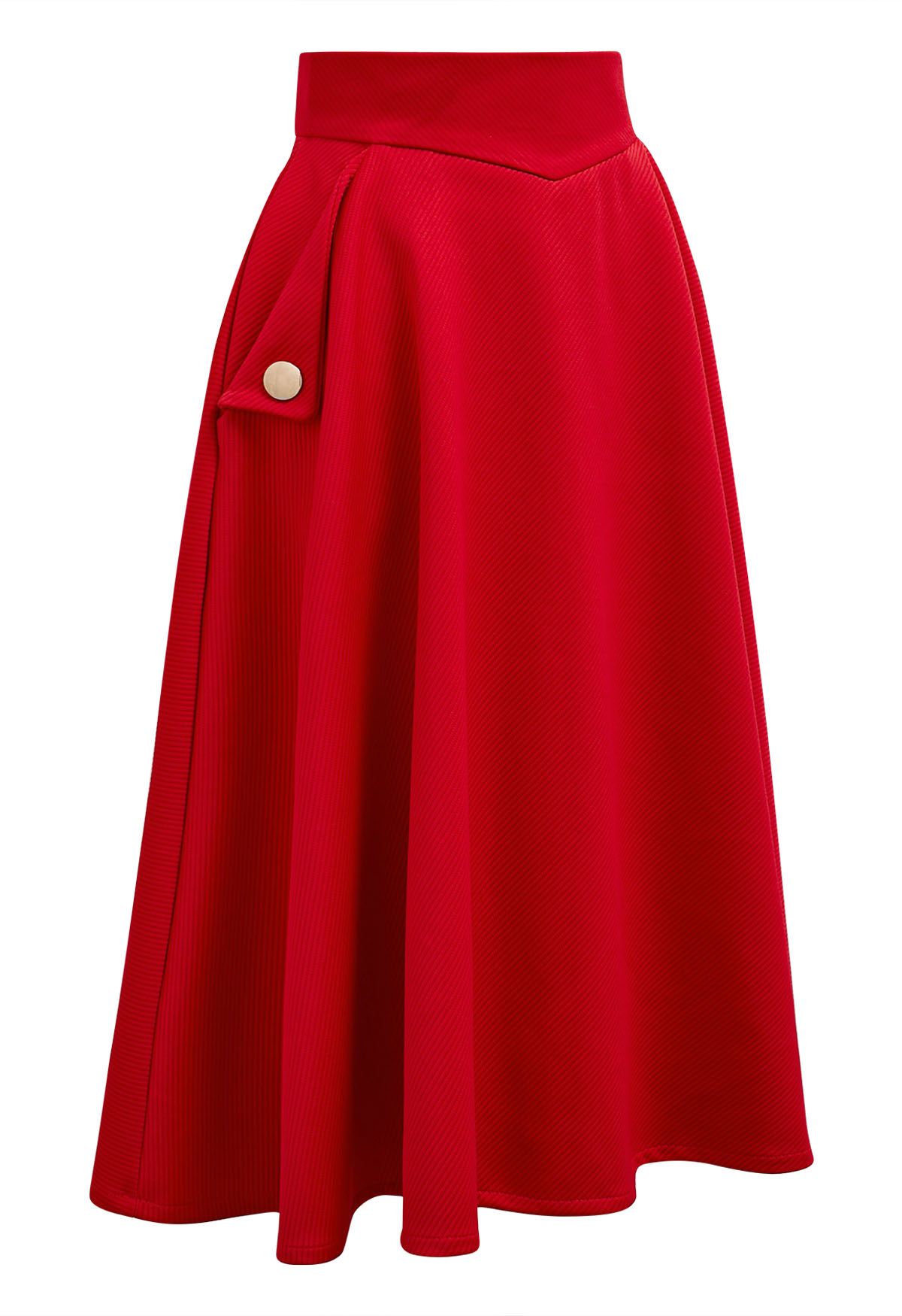 Classic Simplicity A-Line Midi Skirt in Red