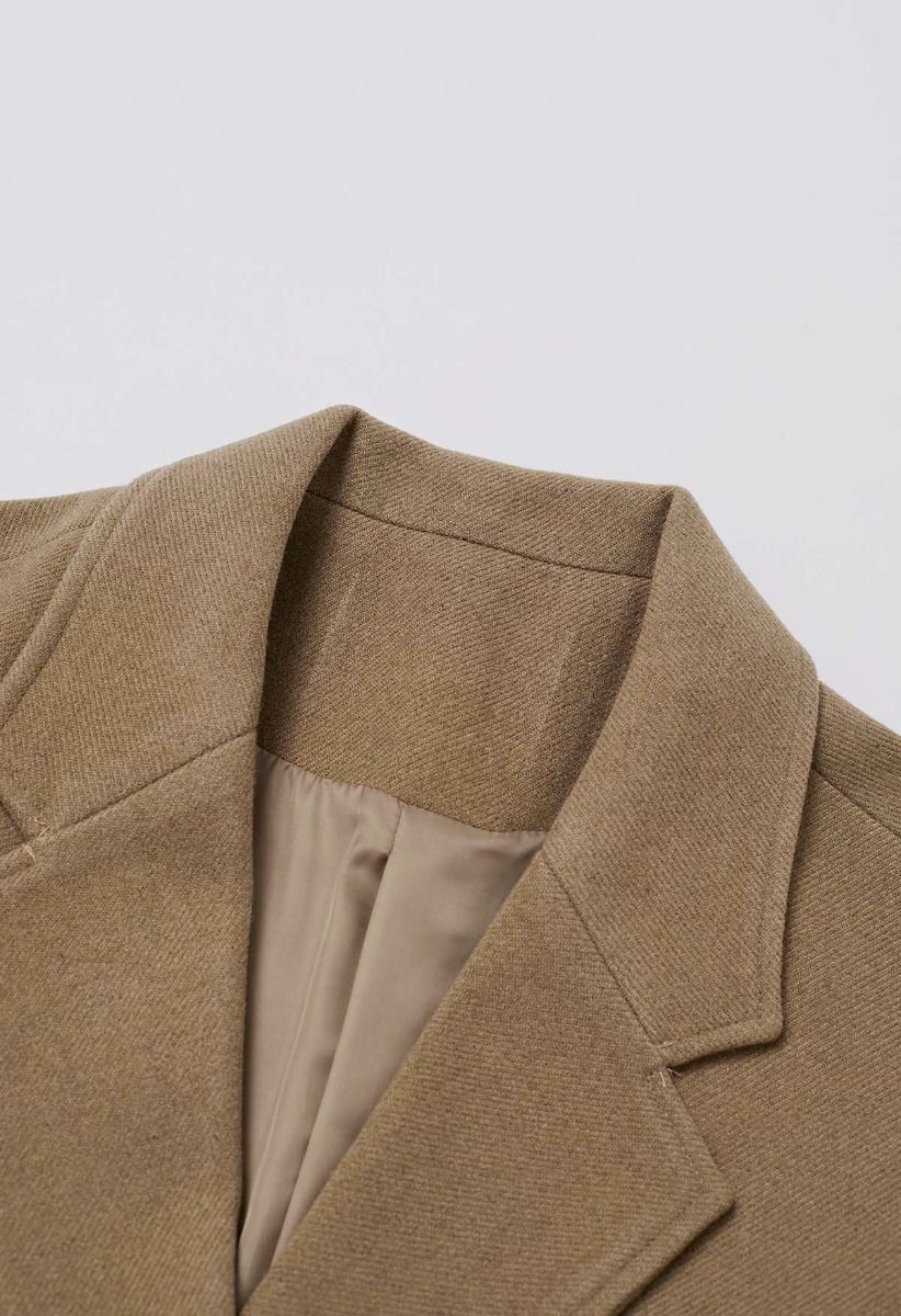 Timeless Trendy Double-Breasted Longline Coat in Camel