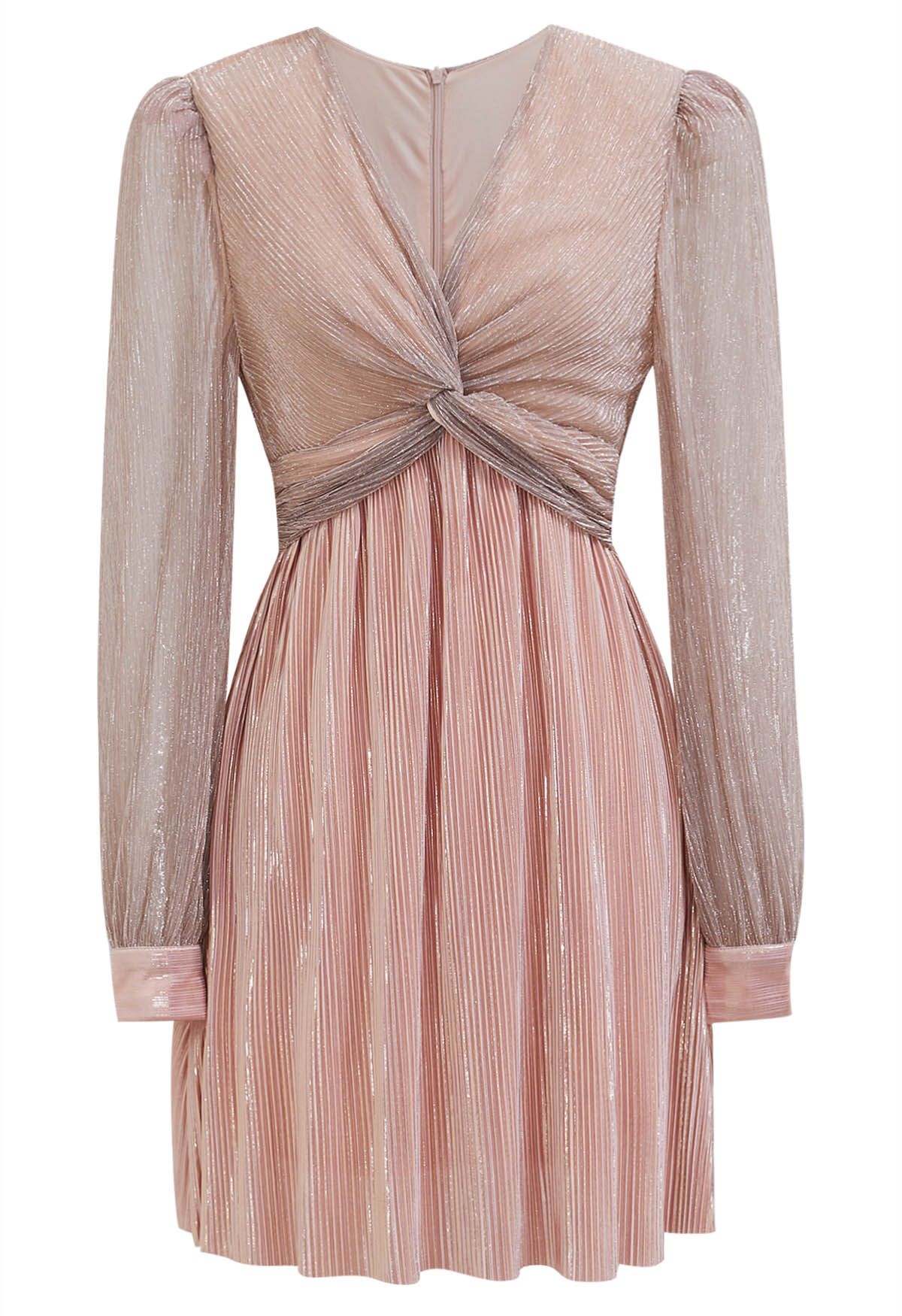 Glamorous Twist Metallic Cocktail Dress in Dusty Pink