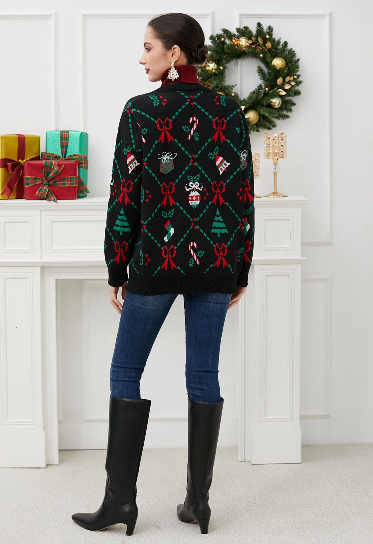 Jolly Christmas Elements Knit Cardigan