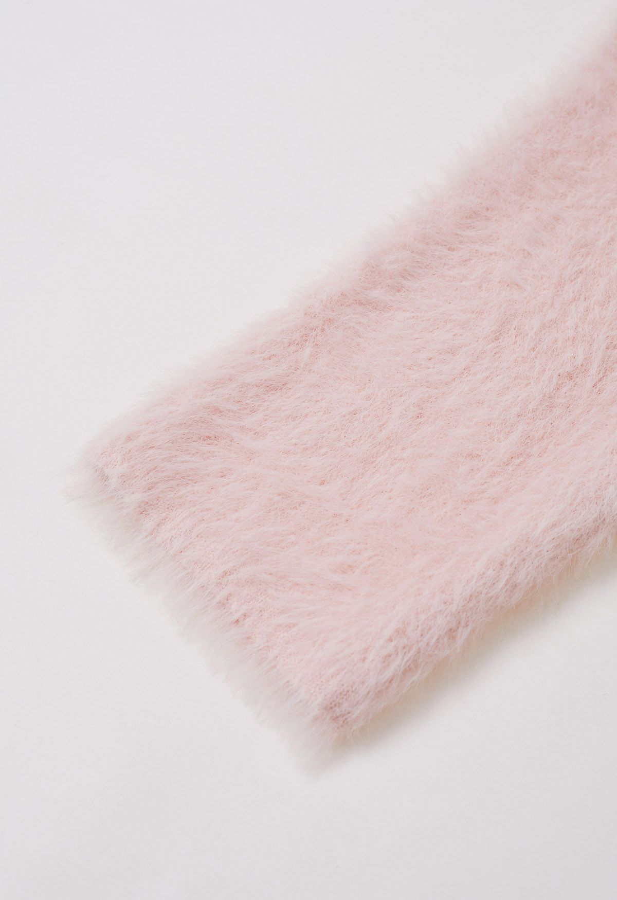 Fluffy V-Neck Knit Sweater in Light Pink