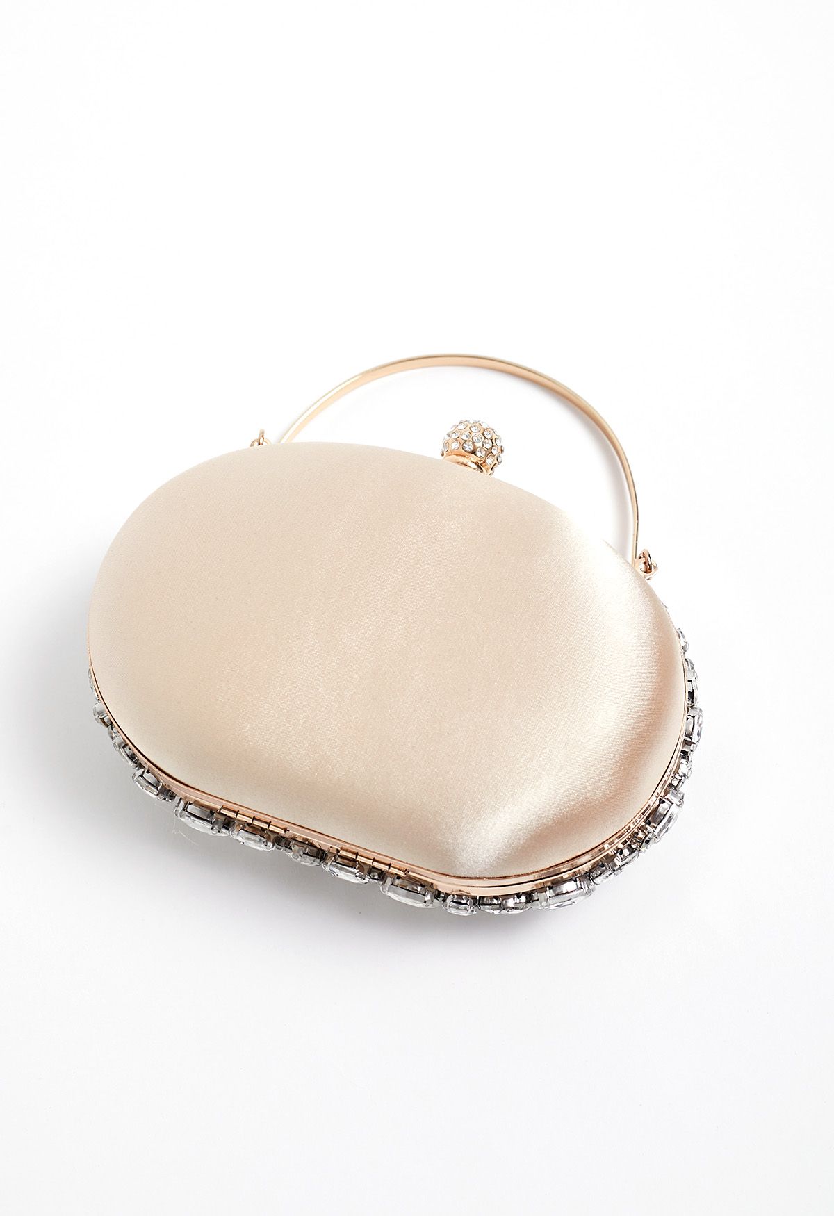 Sparkly Rhinestones Oval Clutch in Champagne