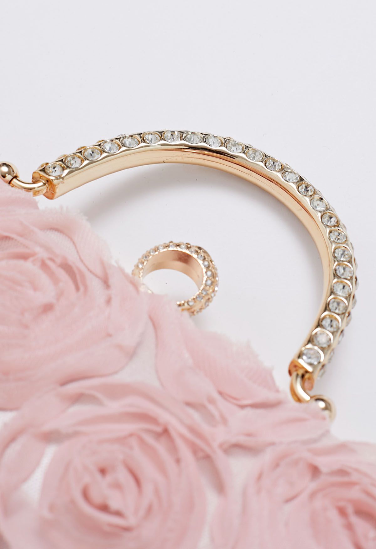 Opulent Rose Rhinestone Handle Clutch in Pink