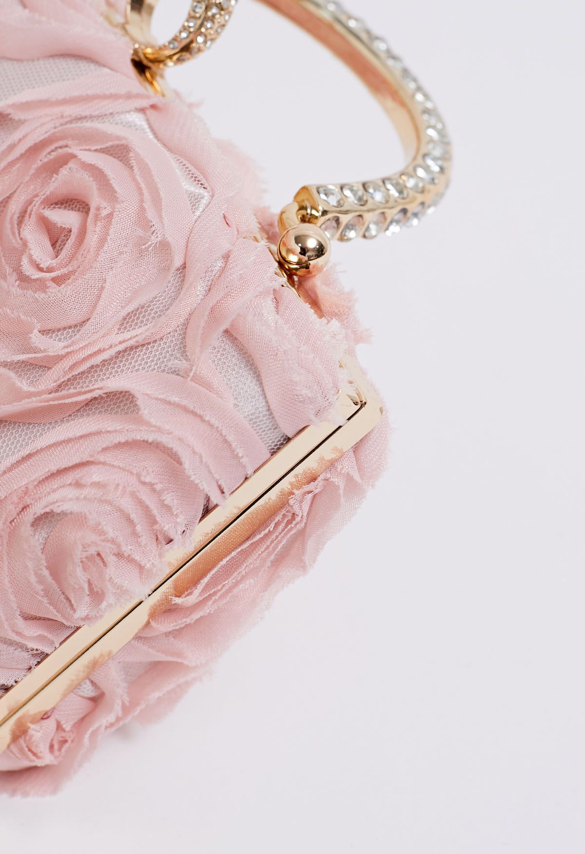 Opulent Rose Rhinestone Handle Clutch in Pink