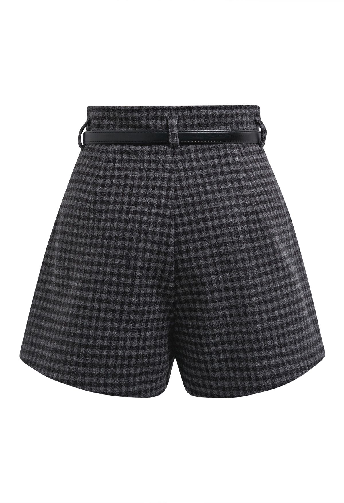 Lights on You Gingham Belted Shorts in Black