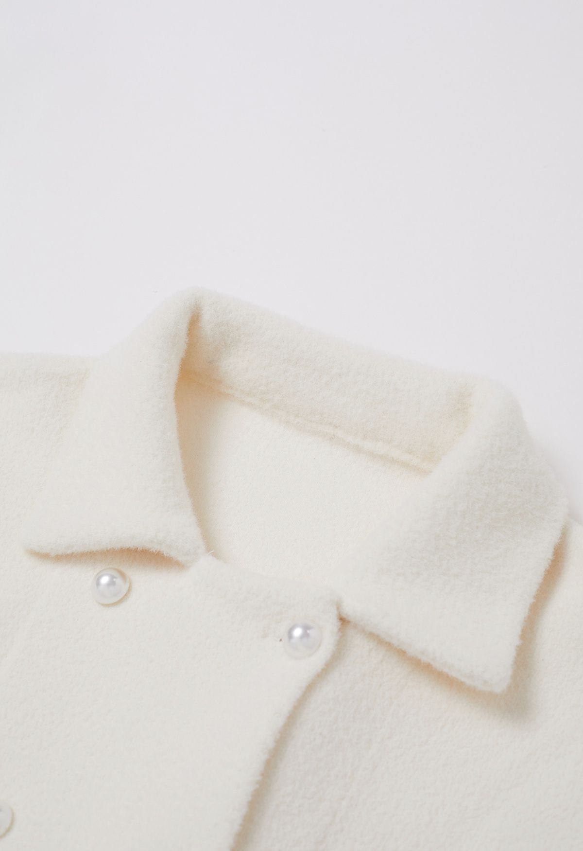 Pearl Double-Breasted Knit Coat in Cream