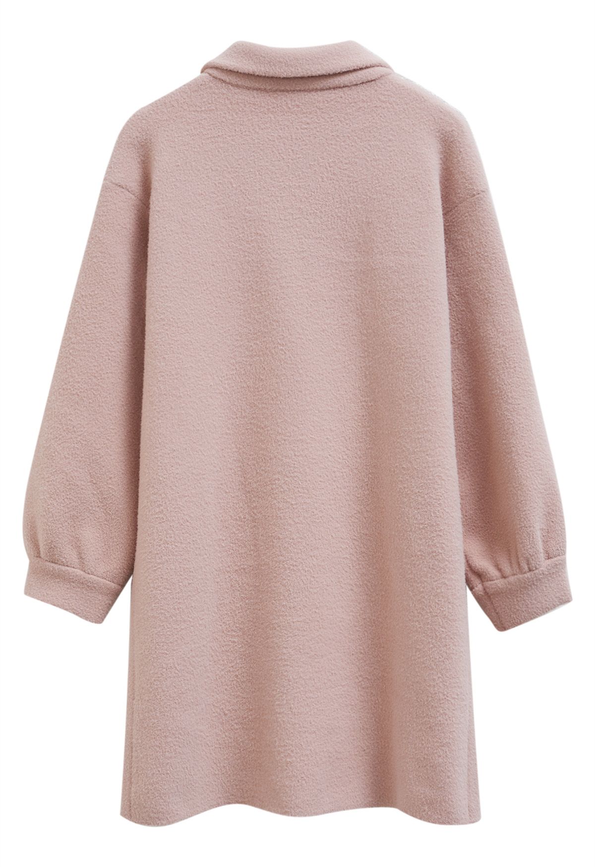 Pearl Double-Breasted Knit Coat in Dusty Pink