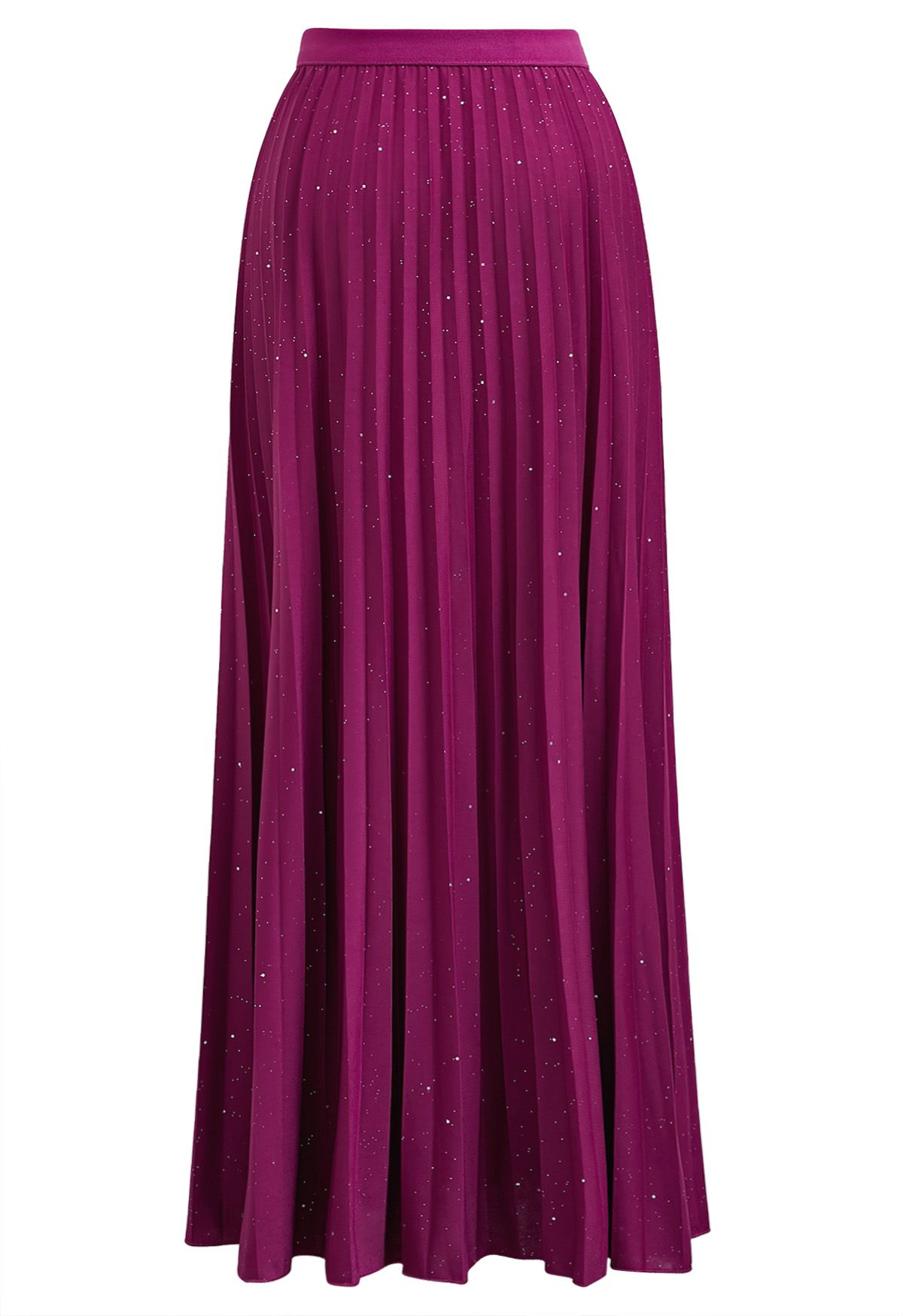 Twinkling Night Pleated Maxi Skirt in Magenta