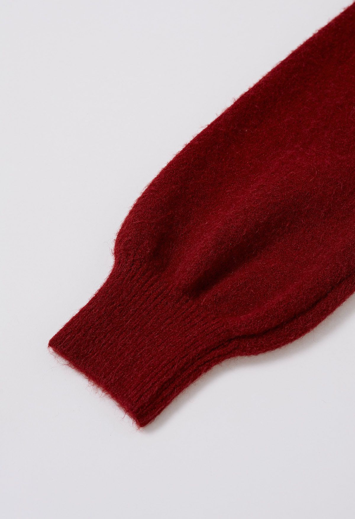 Bowknot-Trimmed Boat Neck Knit Sweater in Red