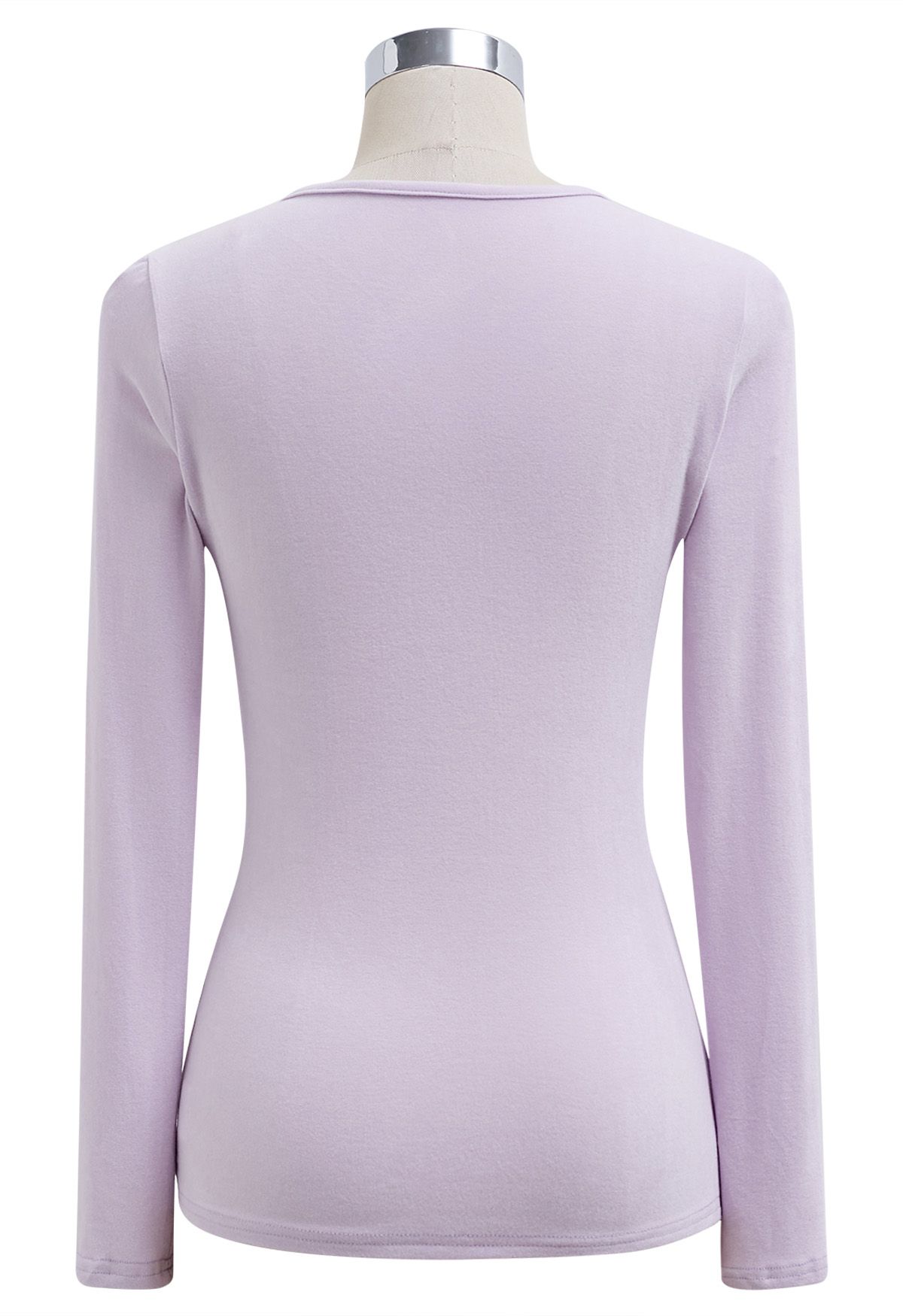 Crisscross V-Neck Fitted Top in Lilac