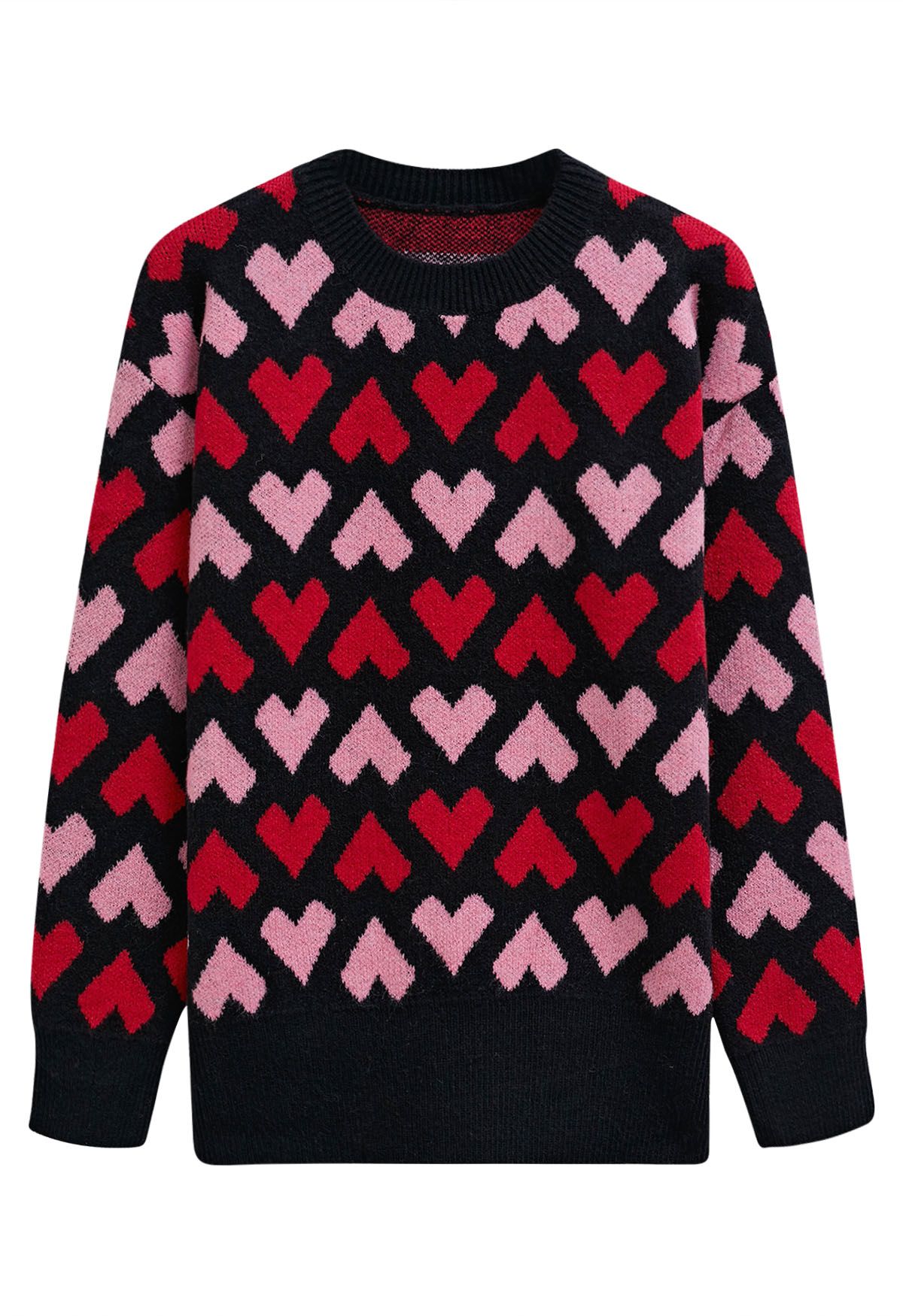 Endless Love Crew Neck Knit Sweater in Black