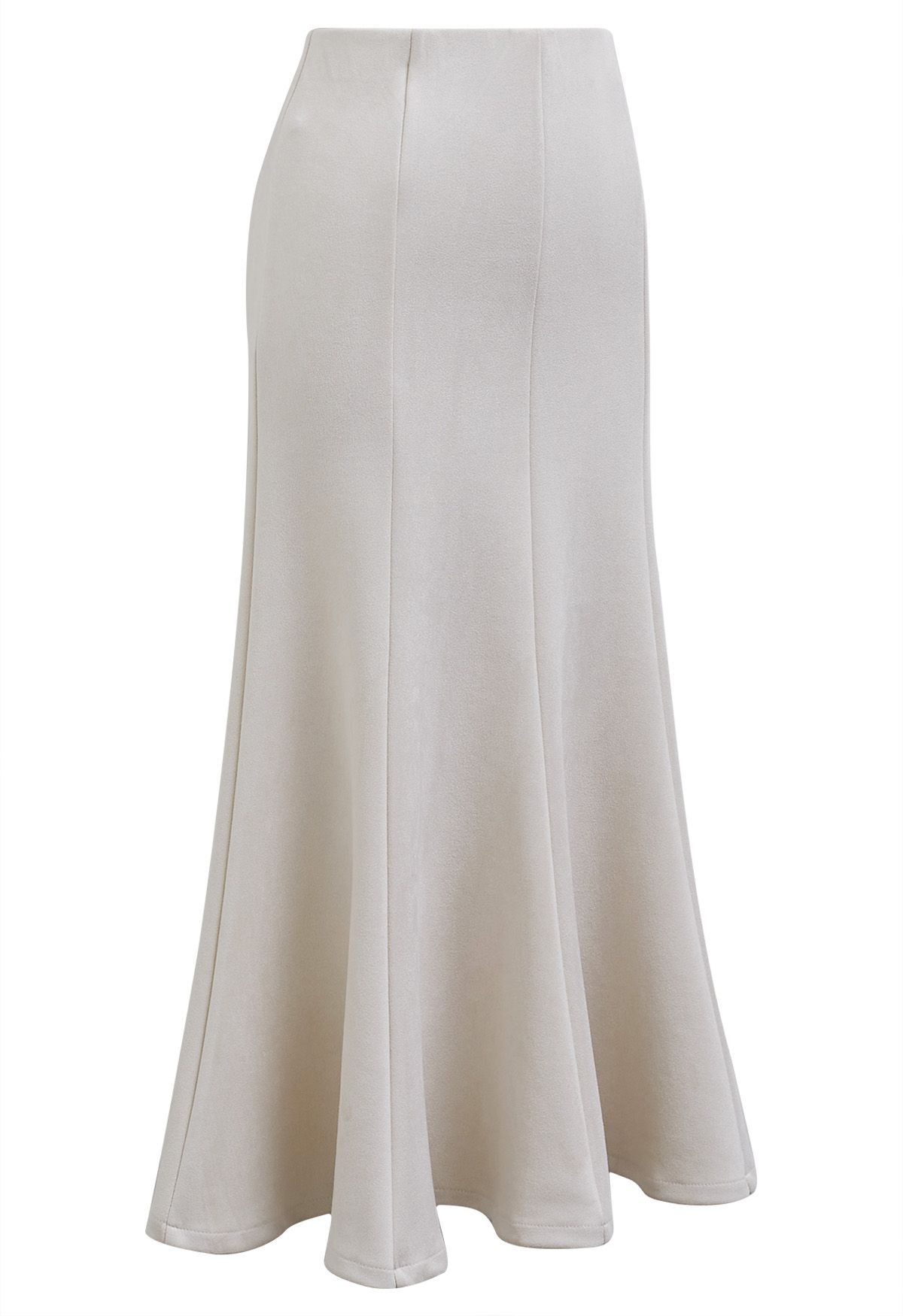 Seam Details Flare Midi Skirt in Ivory