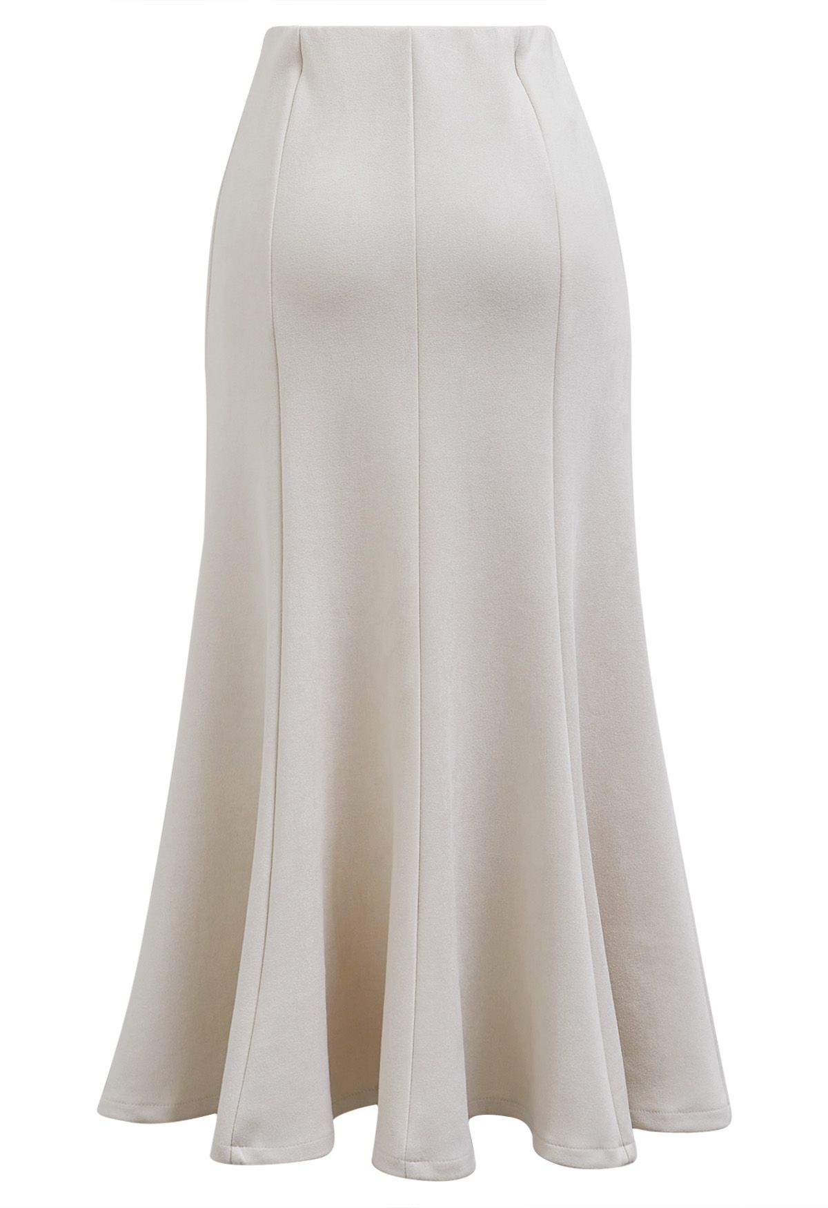 Seam Details Flare Midi Skirt in Ivory