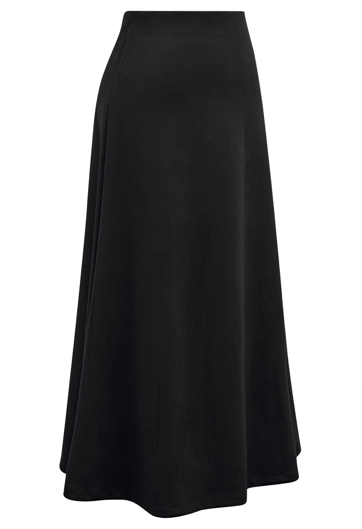 Minimalist Aesthetic A-Line Midi Skirt in Black