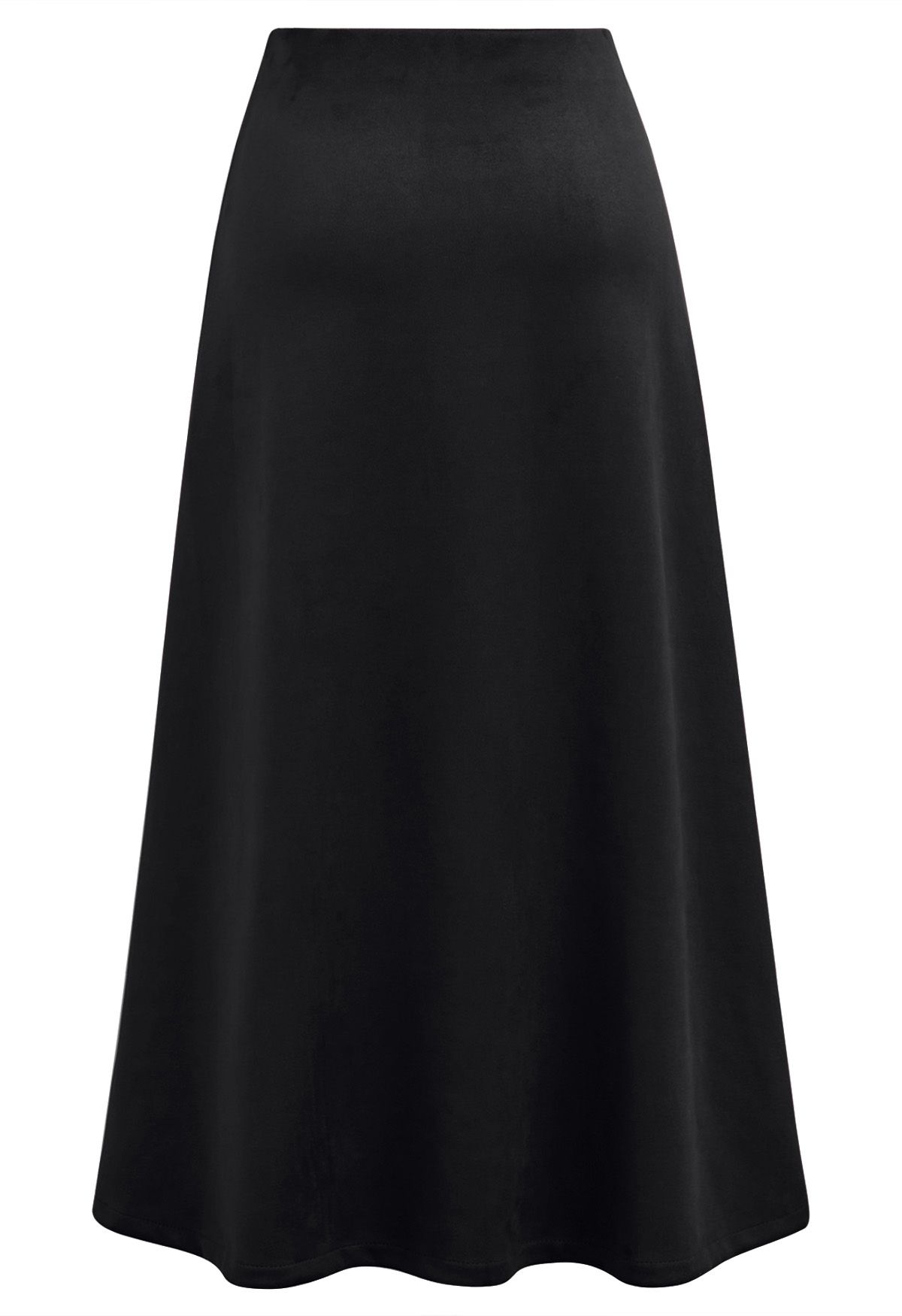 Minimalist Aesthetic A-Line Midi Skirt in Black