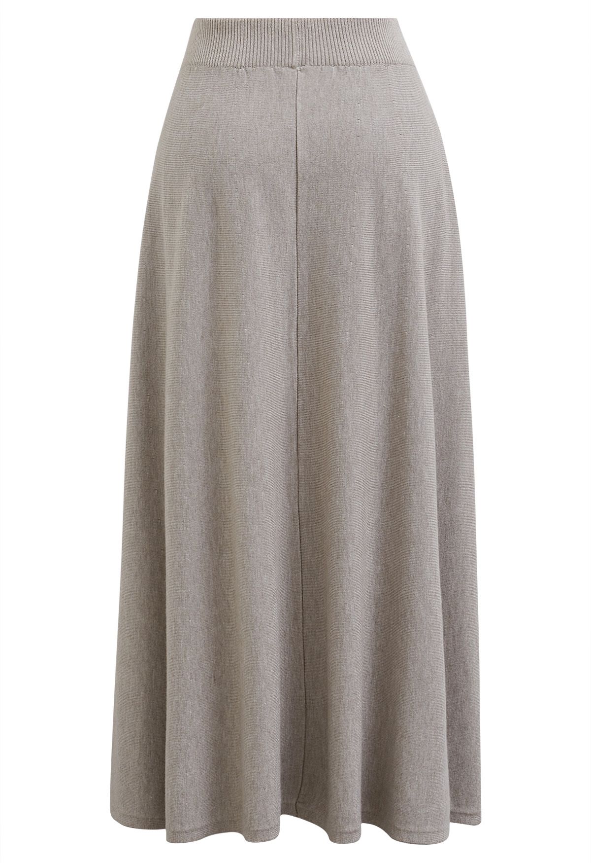 Button Adorned Knit Midi Skirt in Linen