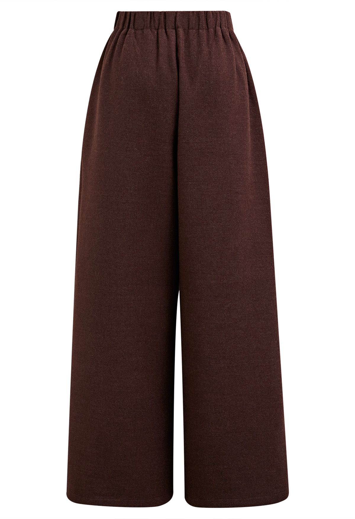 Side Pockets Pleats Wide-Leg Pants in Burgundy