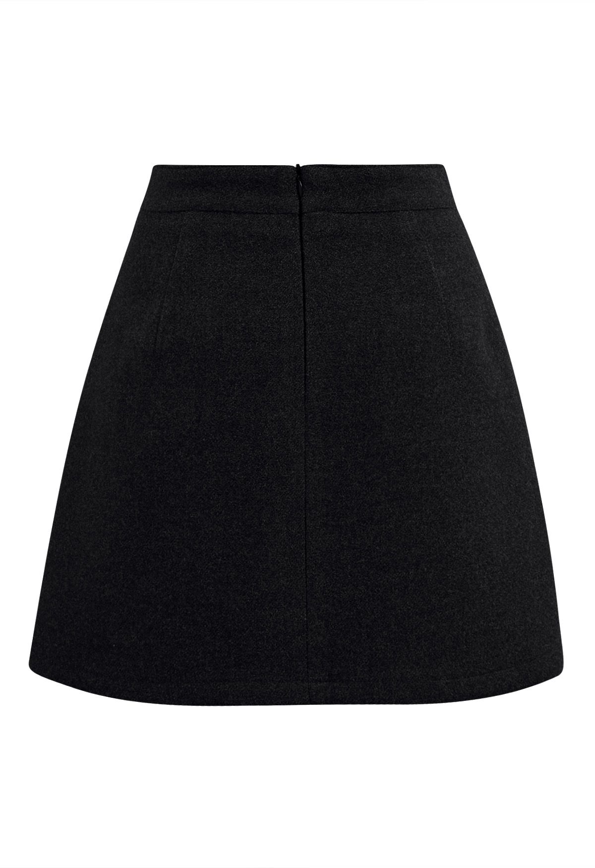 Retro Button Patch Pockets Mini Bud Skirt in Black