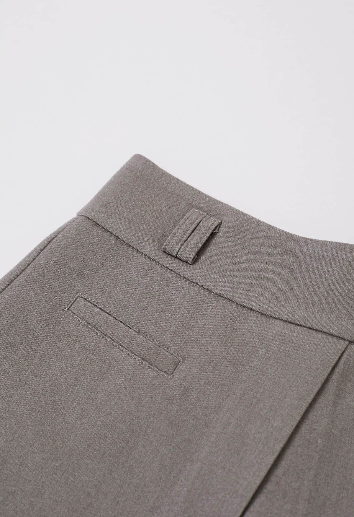 Fake Pockets Belted Flap Skorts in Taupe